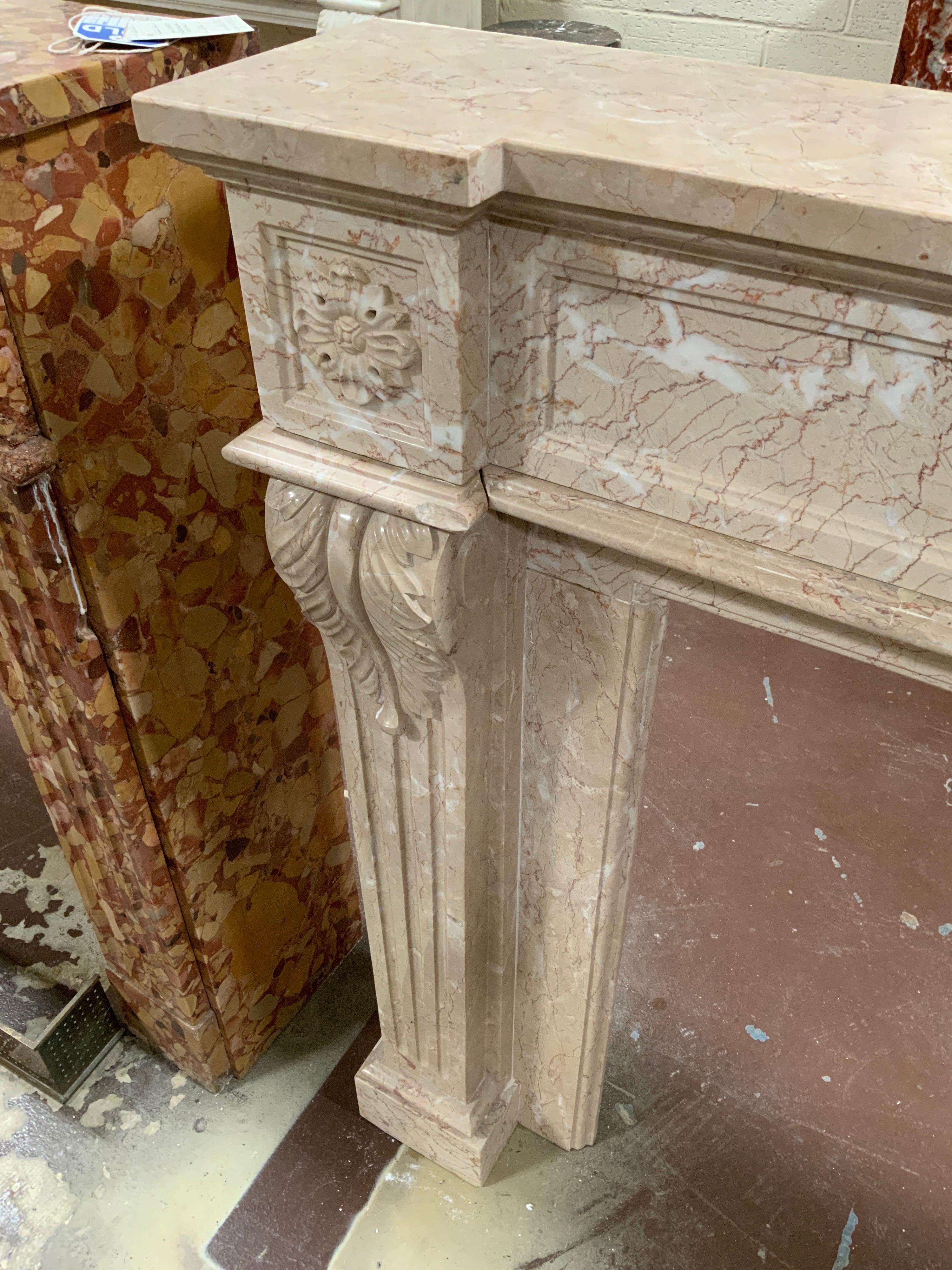 Early 20th Century Beige Marble Mantel from France In Good Condition In Dallas, TX