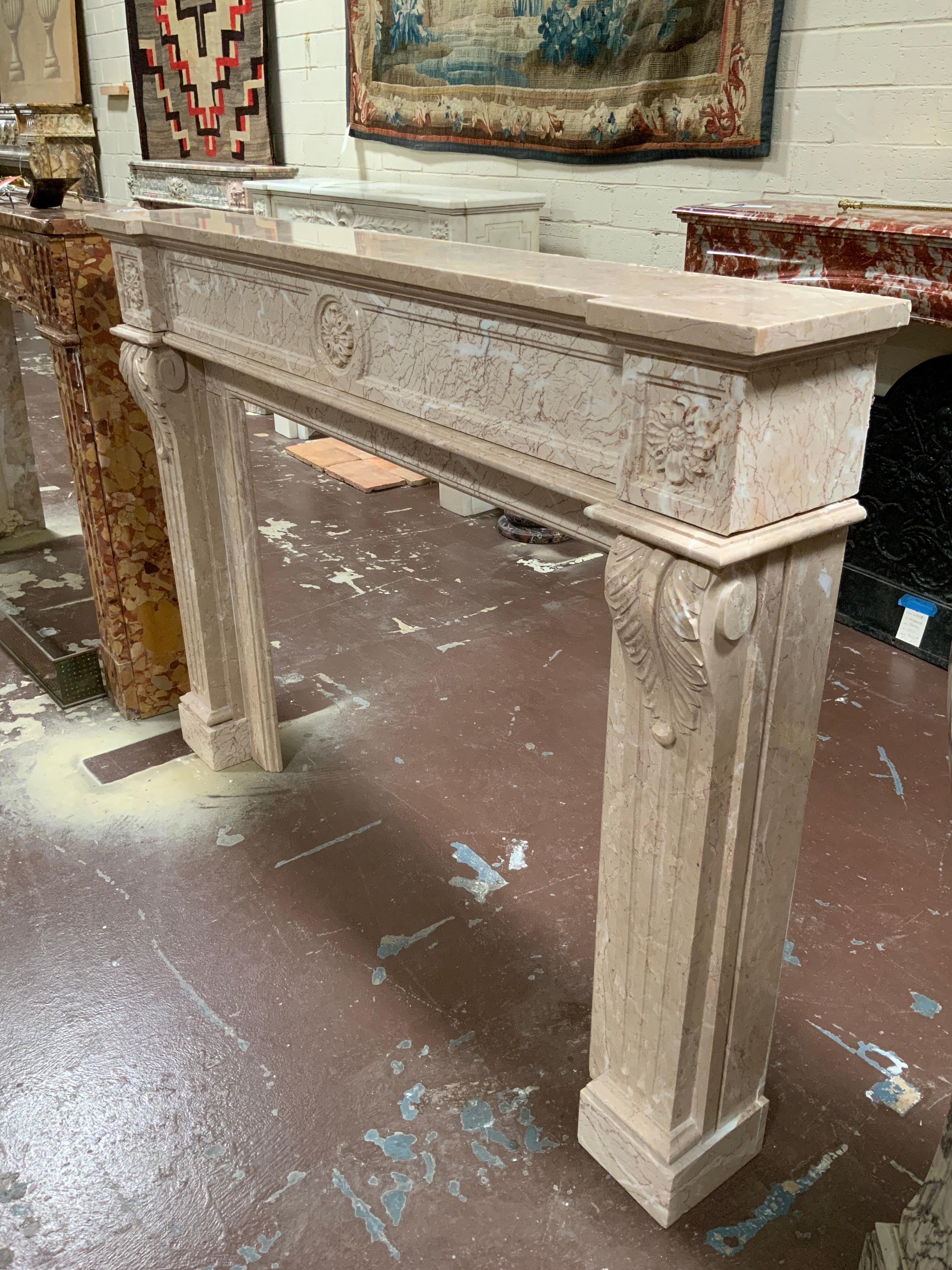 Early 20th Century Beige Marble Mantel from France 1