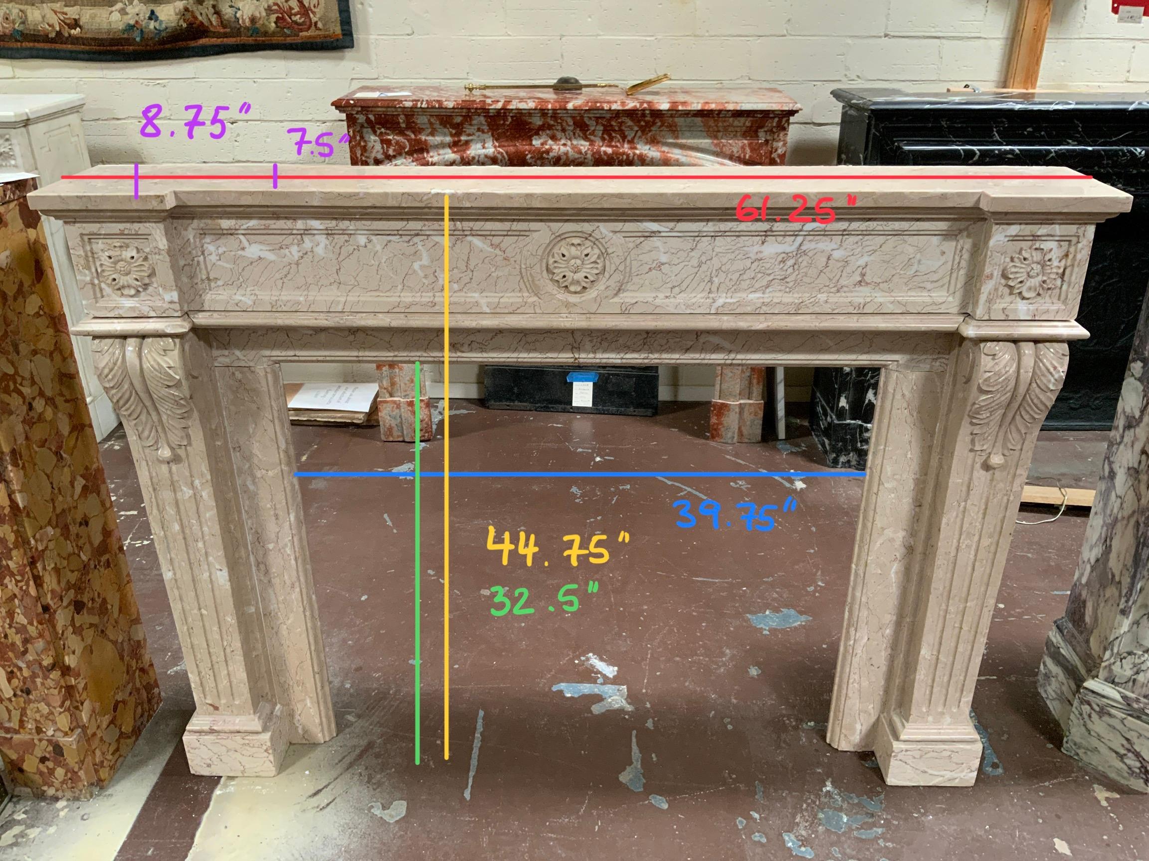 Early 20th Century Beige Marble Mantel from France 2