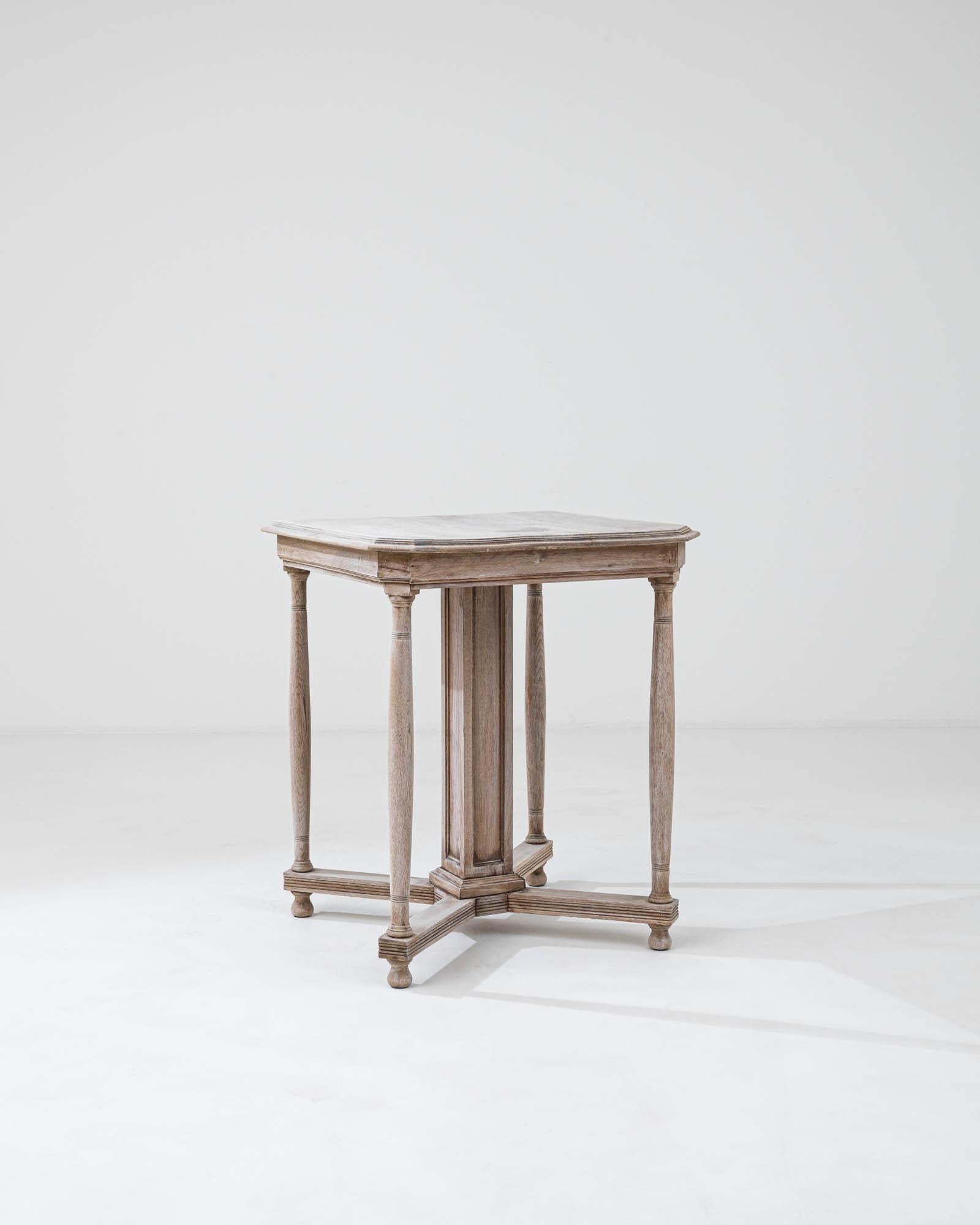 Early 20th Century Belgian Bleached Oak Side Table 1