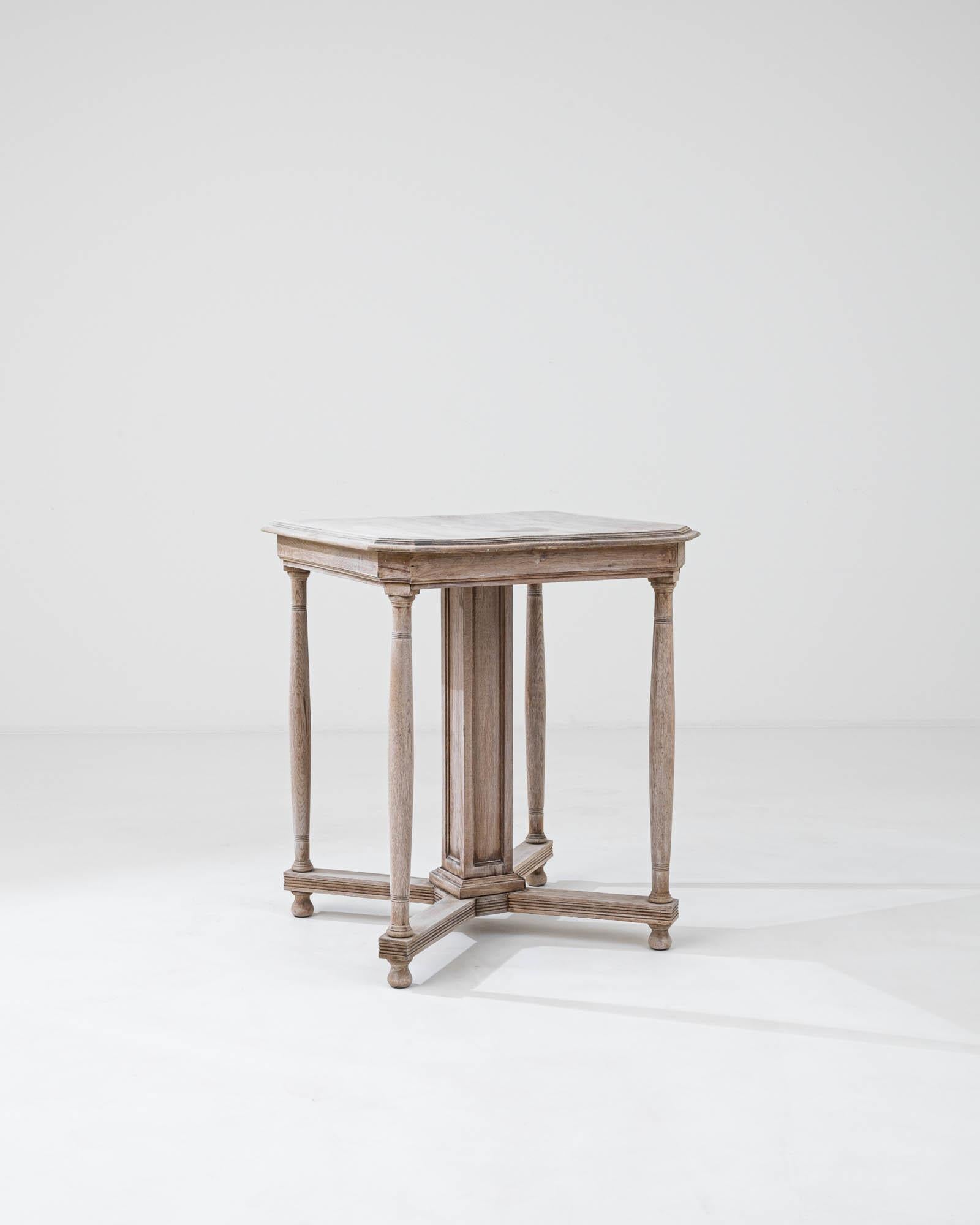 Early 20th Century Belgian Bleached Oak Side Table 2