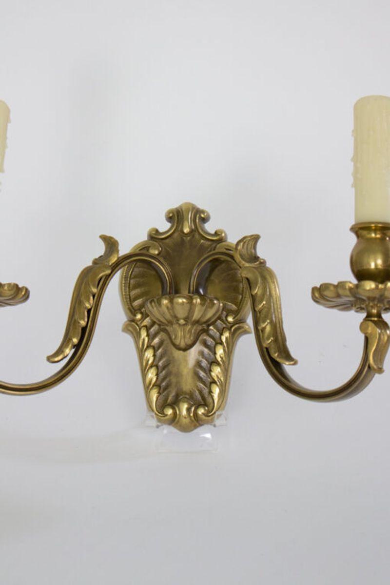 Early 20th Century Belgian Bronze Sconces, a Pair For Sale 2