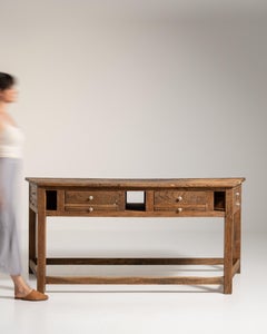 Early 20th Century Belgian Console Table, Brown Wood, Original Patina