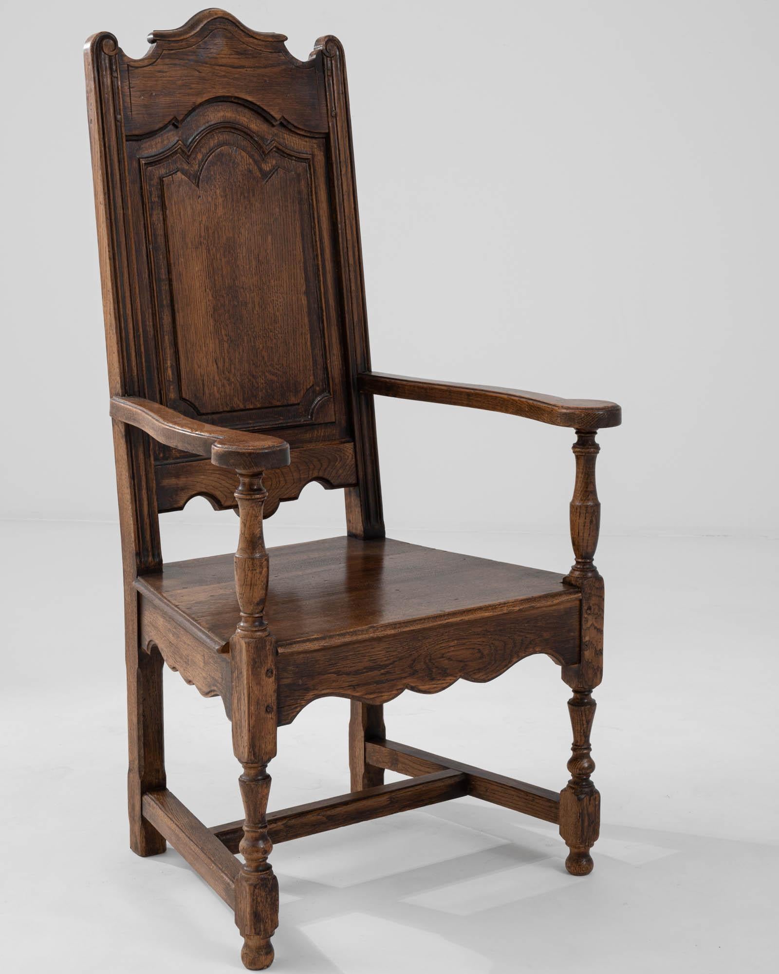 Early 20th Century Belgian High Backed Wooden Armchair  2