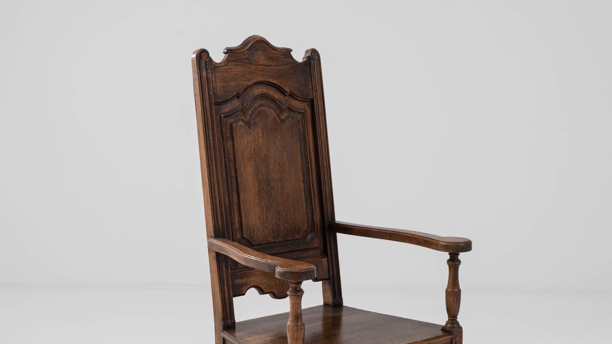 Early 20th Century Belgian High Backed Wooden Armchair  3