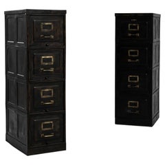Early 20th Century Belgian Industrial Metal File Cabinets, a Pair