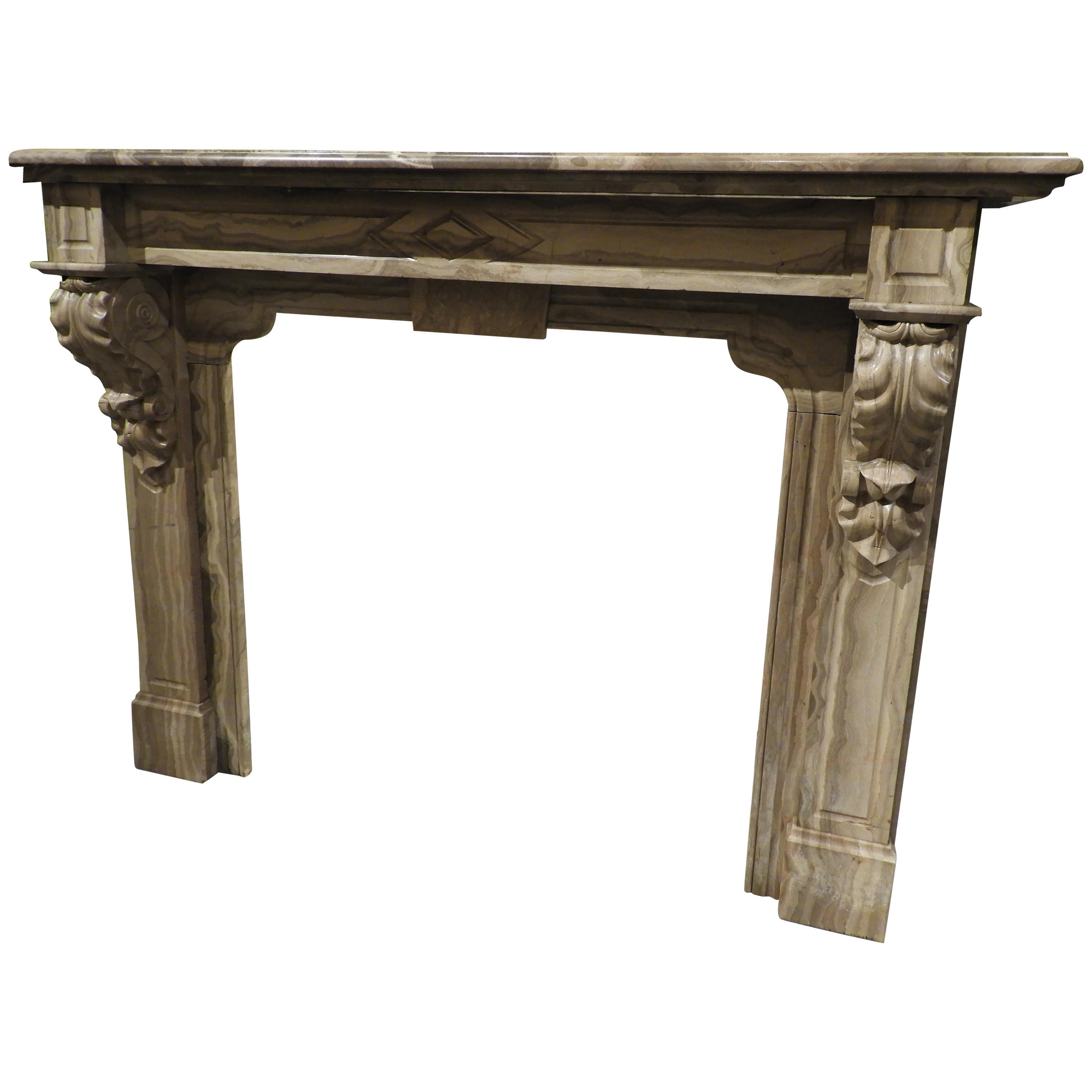 Early 20th Century Belgian Marble Fireplace  For Sale