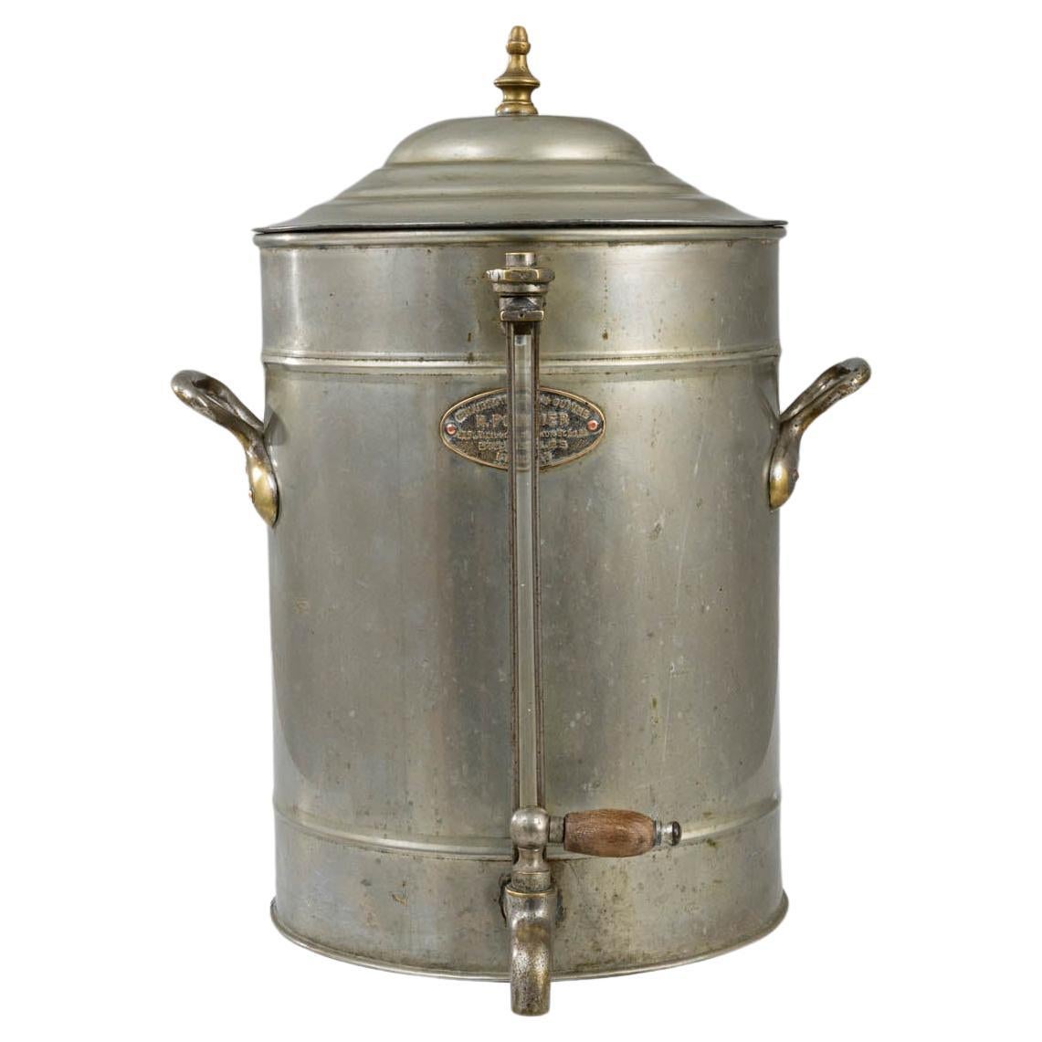 Early 20th Century Belgian Metal Samovar With Lid For Sale