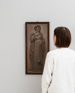Early 20th Century Belgian Painting of an Elegant Woman in Monochrome