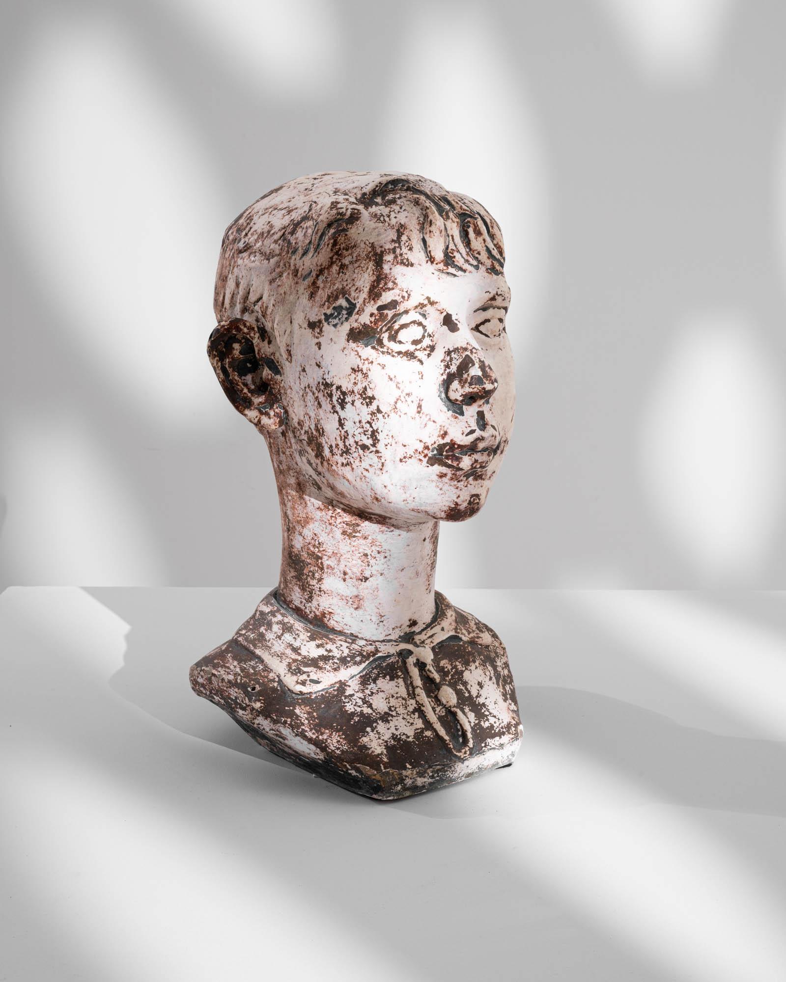Early 20th Century Belgian Plaster Bust For Sale 2