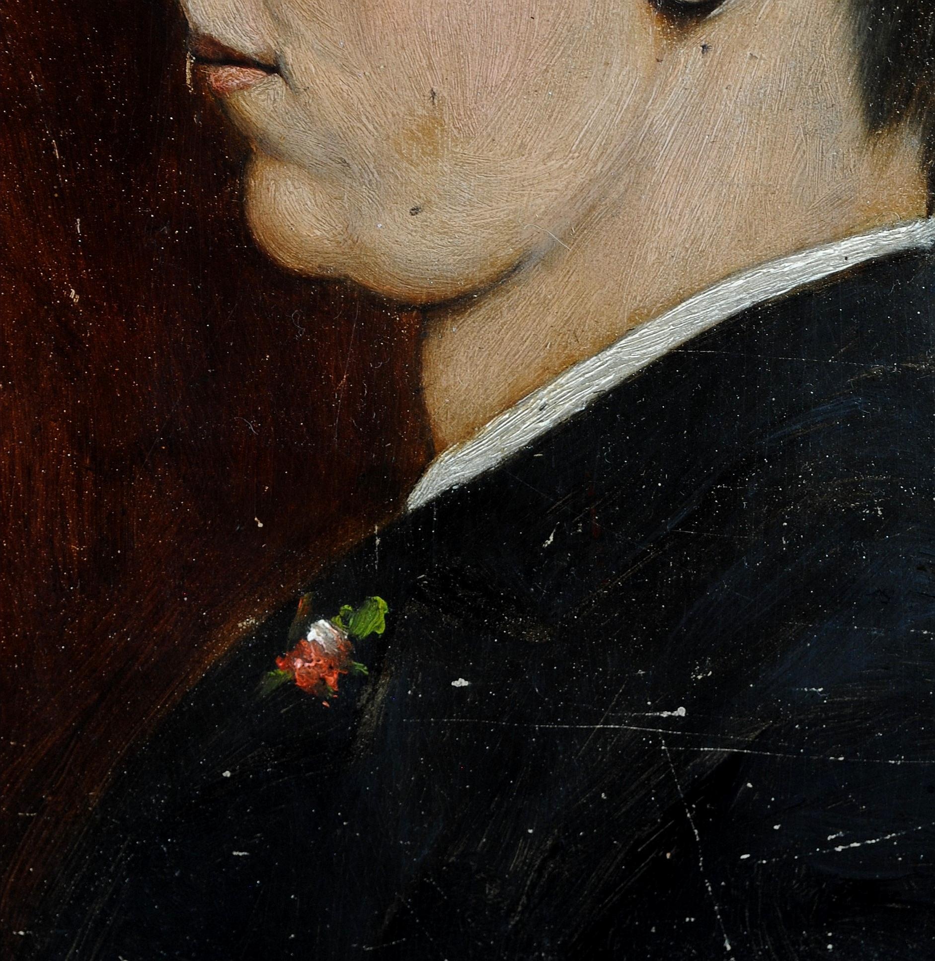Ritratto di giovane gentiluomo - Antico dipinto belga a olio su pannello 2
