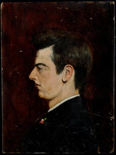 Ritratto di giovane gentiluomo - Antico dipinto belga a olio su pannello