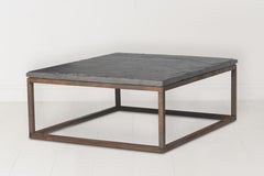Early 20th Century Belgian Slate Joined with New Iron Coffee Table Base
