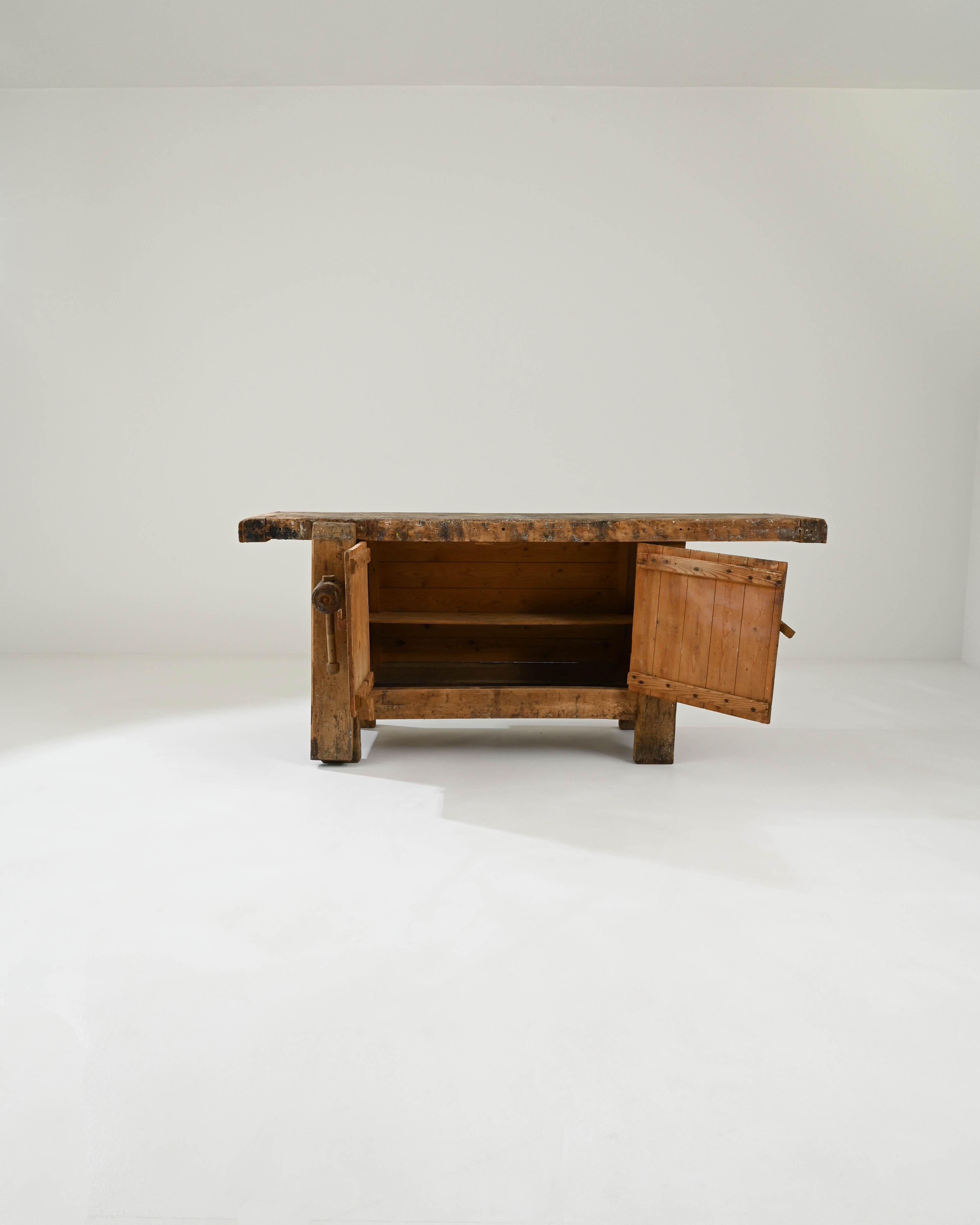 Rustic Early 20th Century Belgian Wooden Work Table