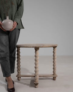 Early 20th Century Belgium Bleached Oak Octagonal Bleached Oak Side Table