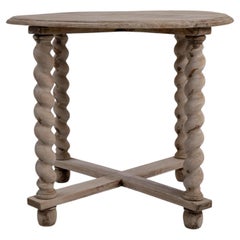 Early 20th Century Belgium Bleached Oak Octagonal Bleached Oak Side Table