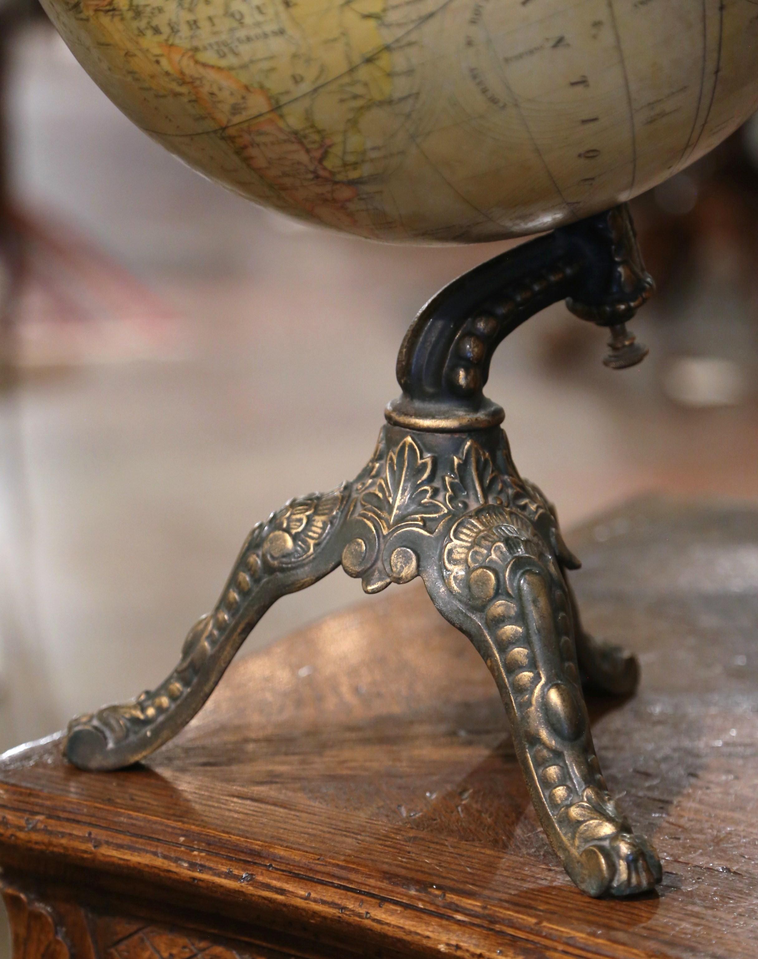 Belgian Early 20th Century Belgium Equinoctial Globe on Iron Stand Signed H. Balieus For Sale