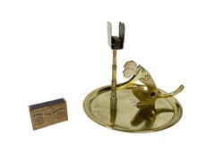 Early 20th Century Bell Metal and Brass Monkey Cigar Cutter w/Match Box Holder