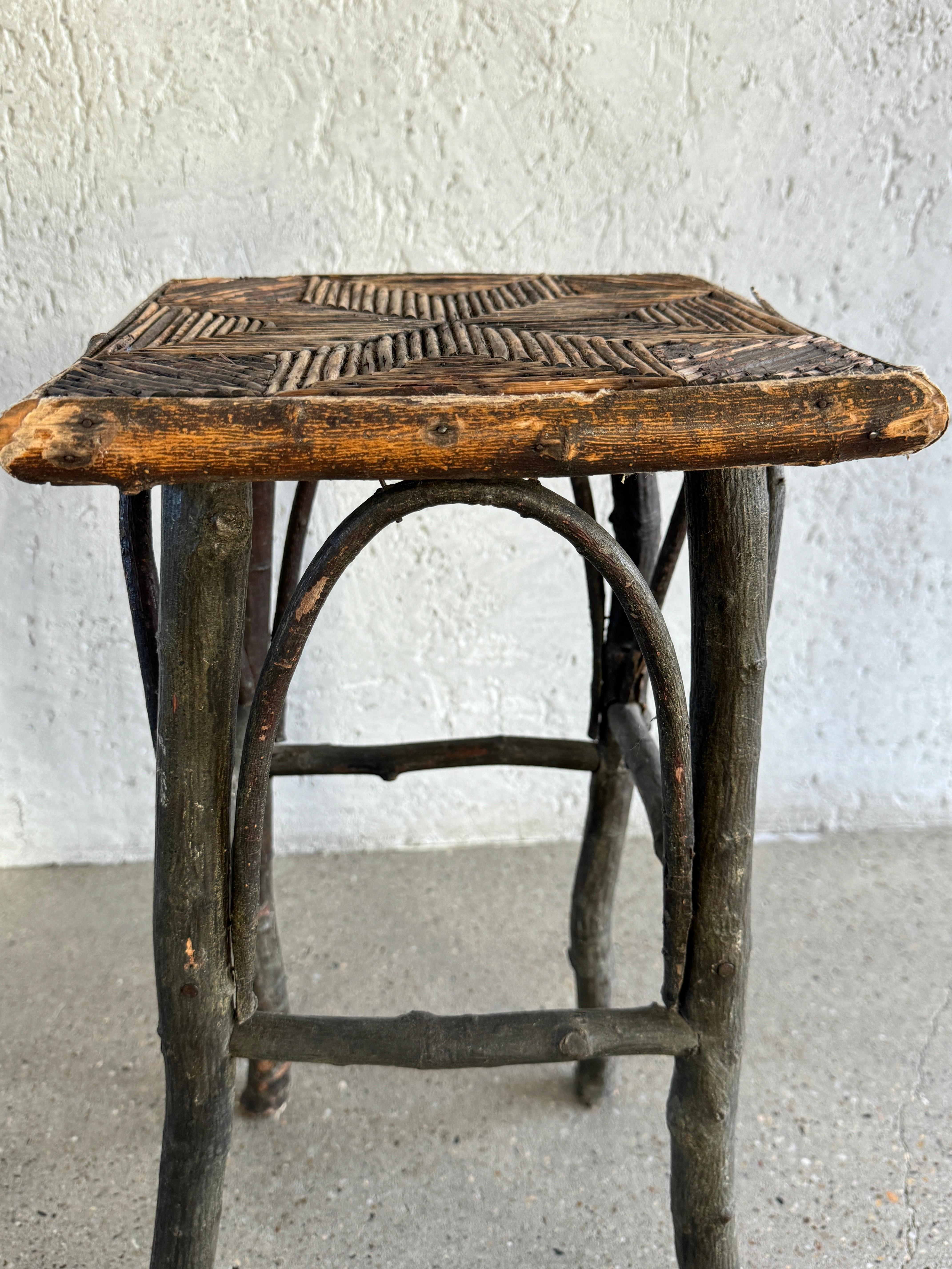 Hand-Carved Early 20th Century Bent Wood/Handy Work Side Table Montana  For Sale