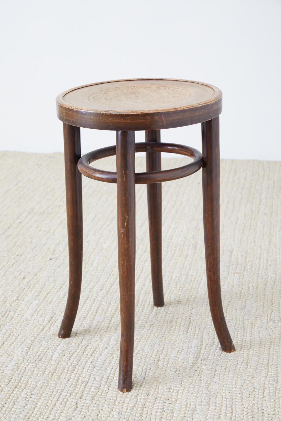 Vienna Secession Early 20th Century Bentwood Stool Attributed to Thonet