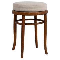 Early 20th Century Bentwood Stool With Cushioned Seat