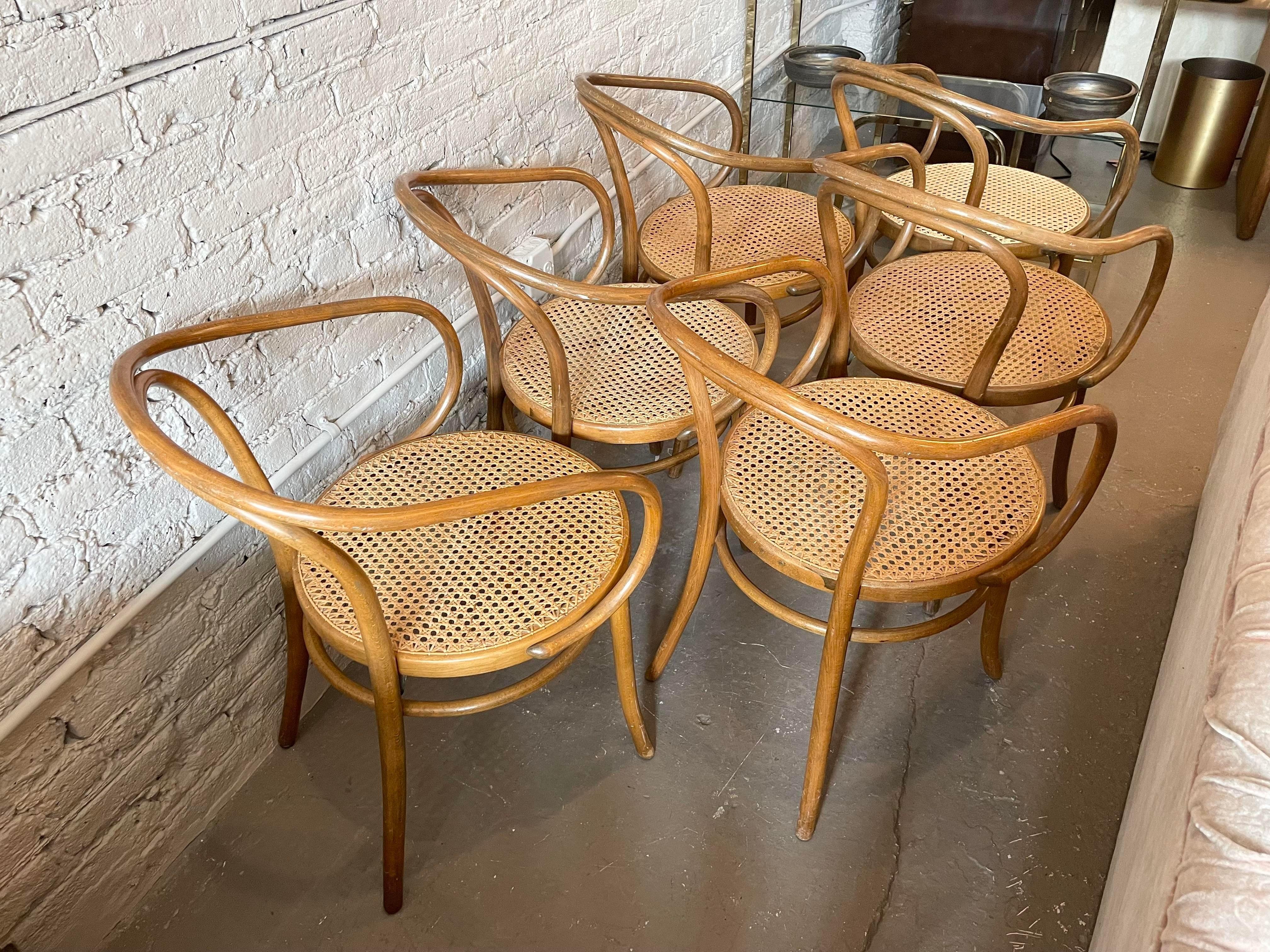 Believed to be 100 years old!! No labels unfortunately.
This is Le Corbusier’s favorite chair and I understand why. So sleek and comfortable.

I took pictures of all 6 cane seats. One seems to be brand new and the others in good vintage
