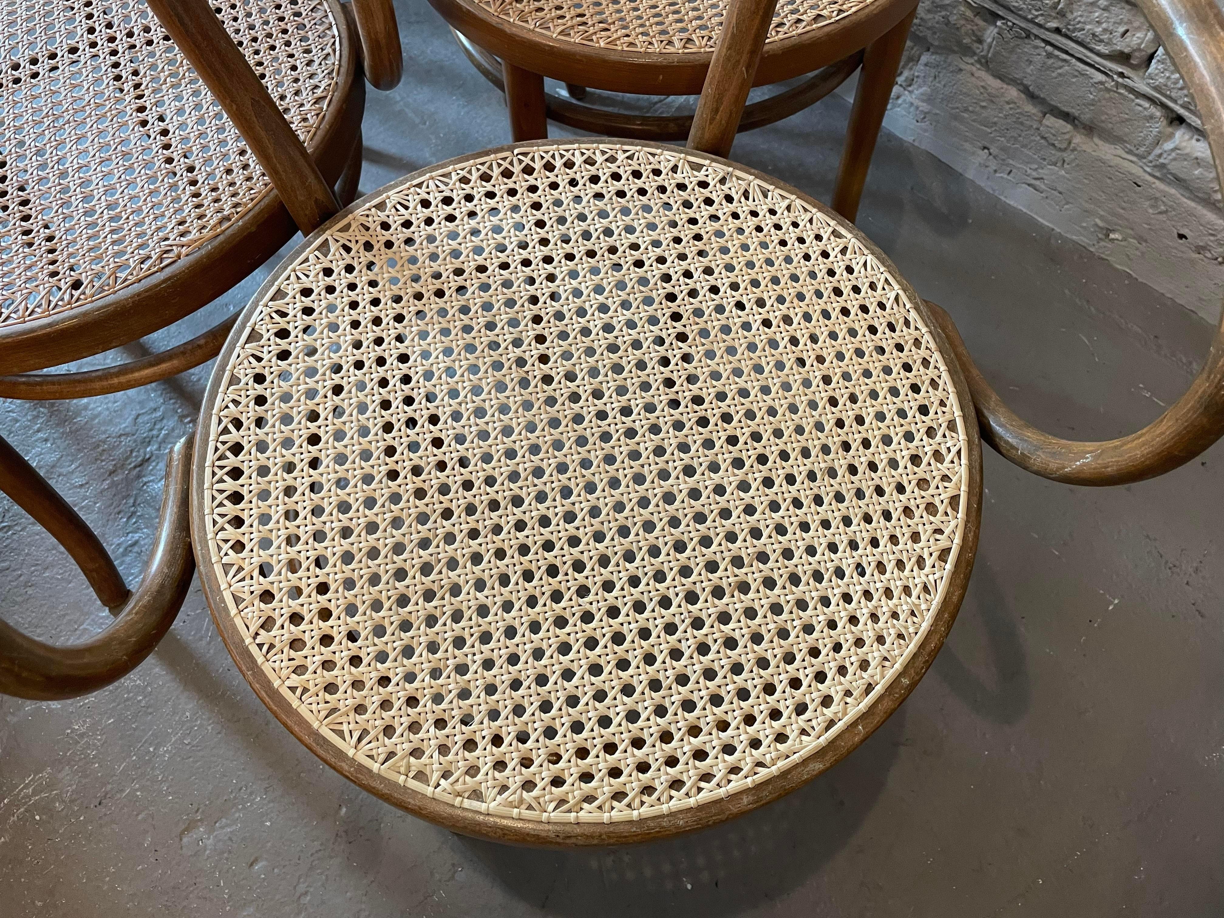 Early 20th Century Bentwood Thonet Style Cane Dining Chairs, Set of 6 5