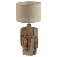 Early 20th Century Bernard Rooke Abstract Relief Stoneware Table Lamp