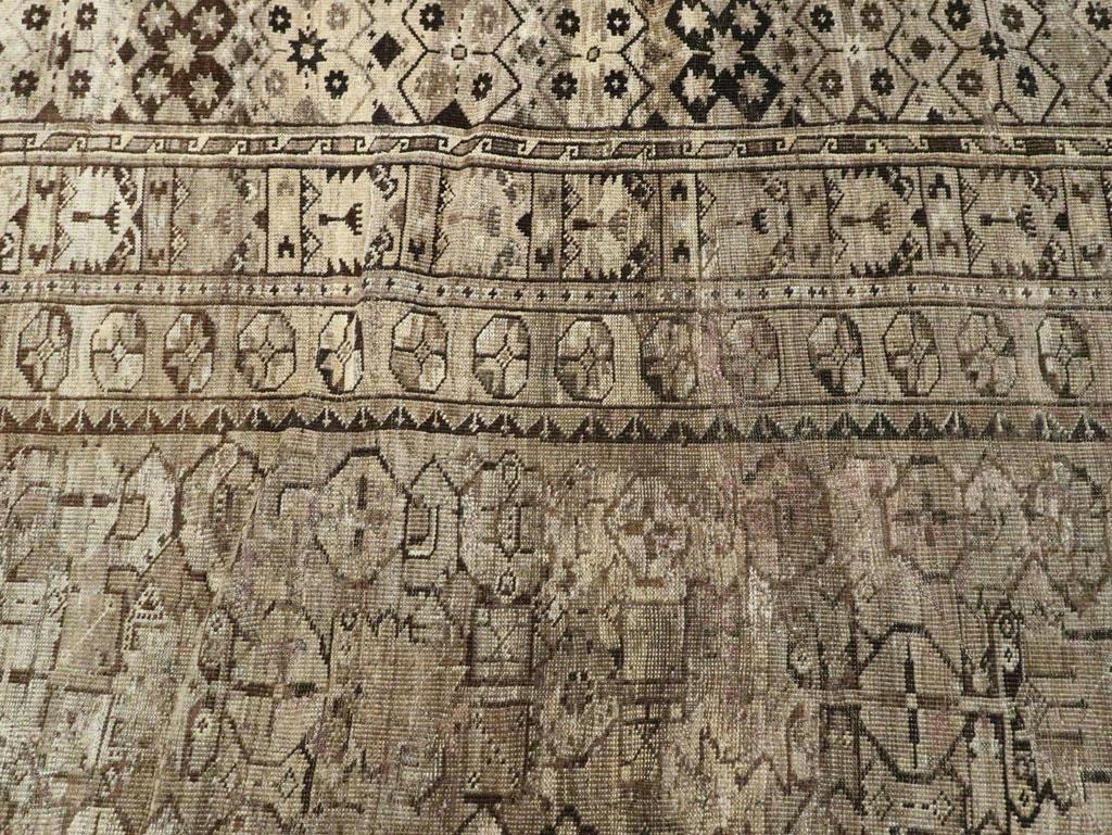 Early 20th Century Beshir Large Room Size Tribal Rug in Neutral Earth Tones For Sale 1