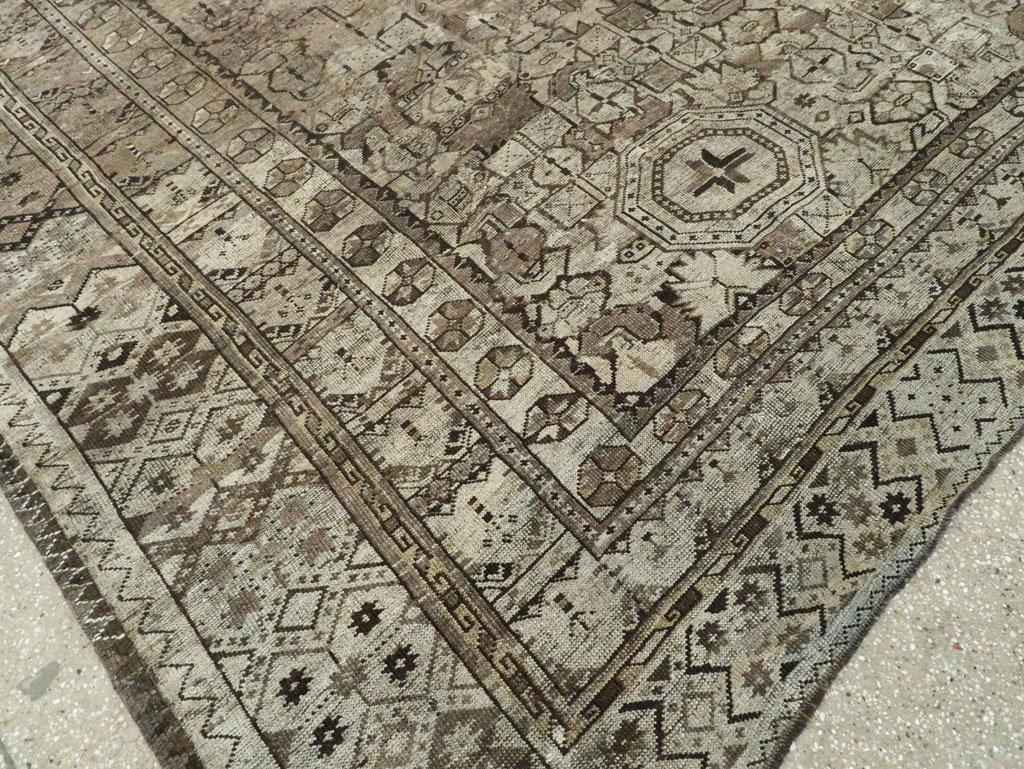Early 20th Century Beshir Large Room Size Tribal Rug in Neutral Earth Tones For Sale 2