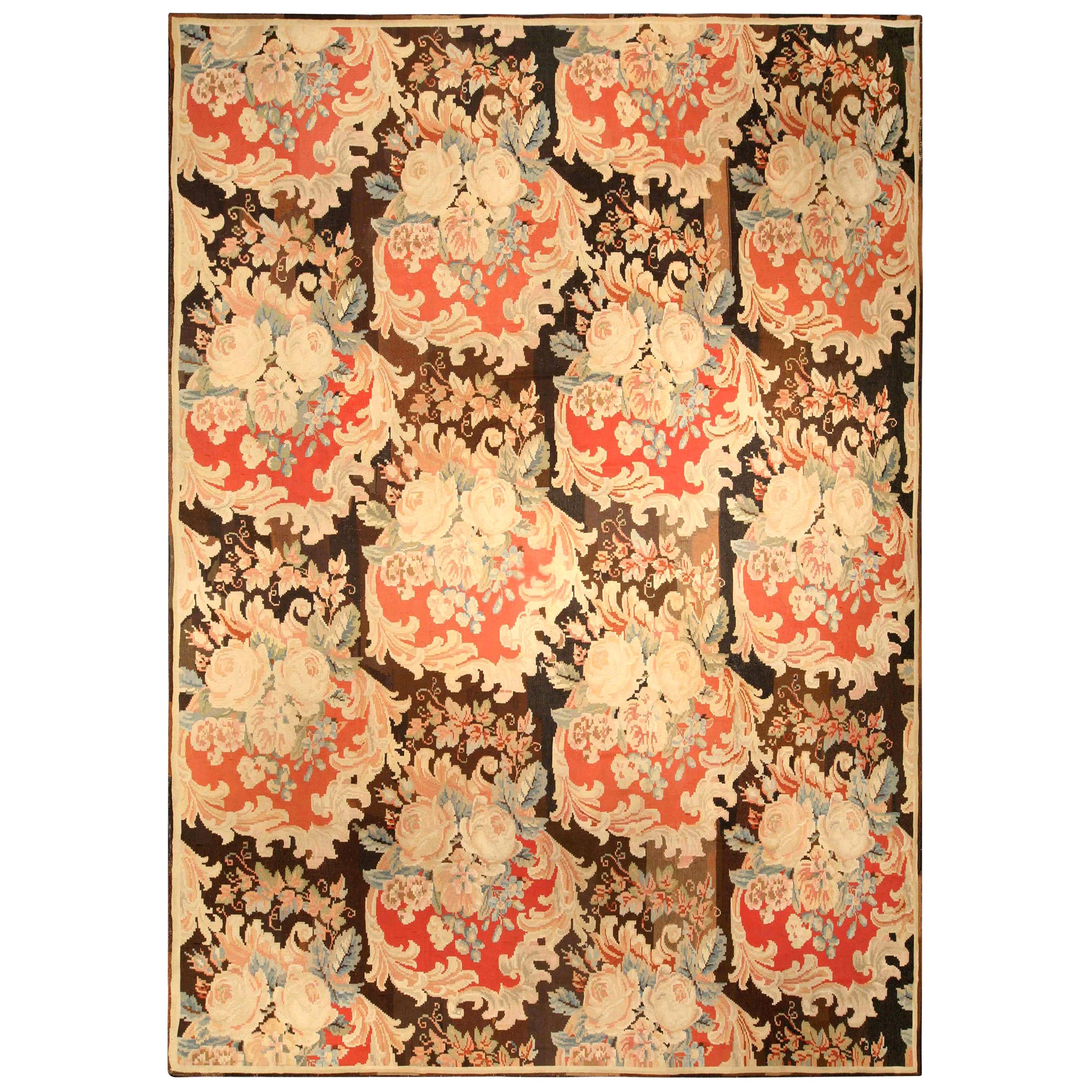 Early 20th Century Bessarabian Floral Handmade Rug For Sale