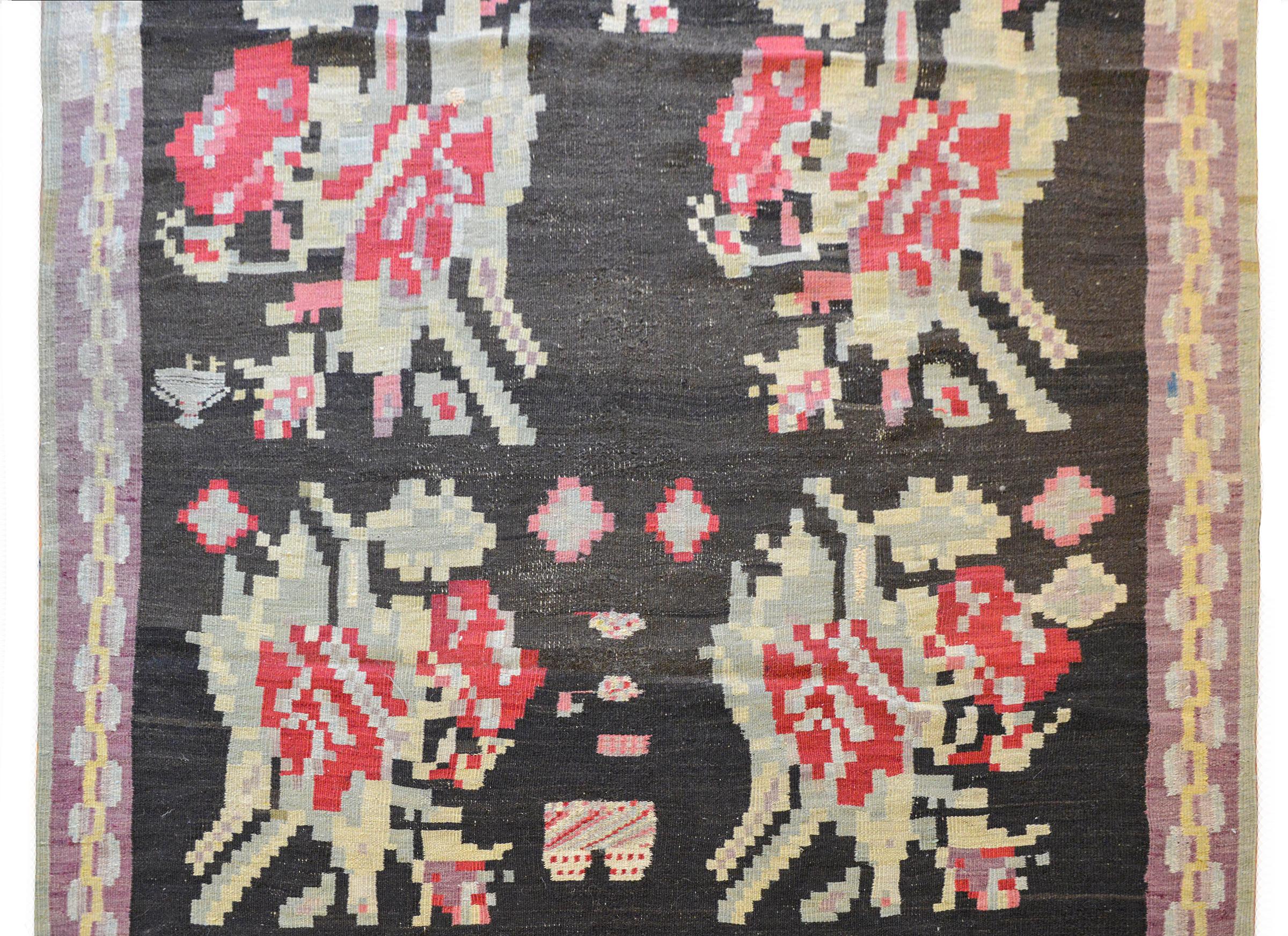 Vegetable Dyed Early 20th Century Bessarabian Kilim For Sale