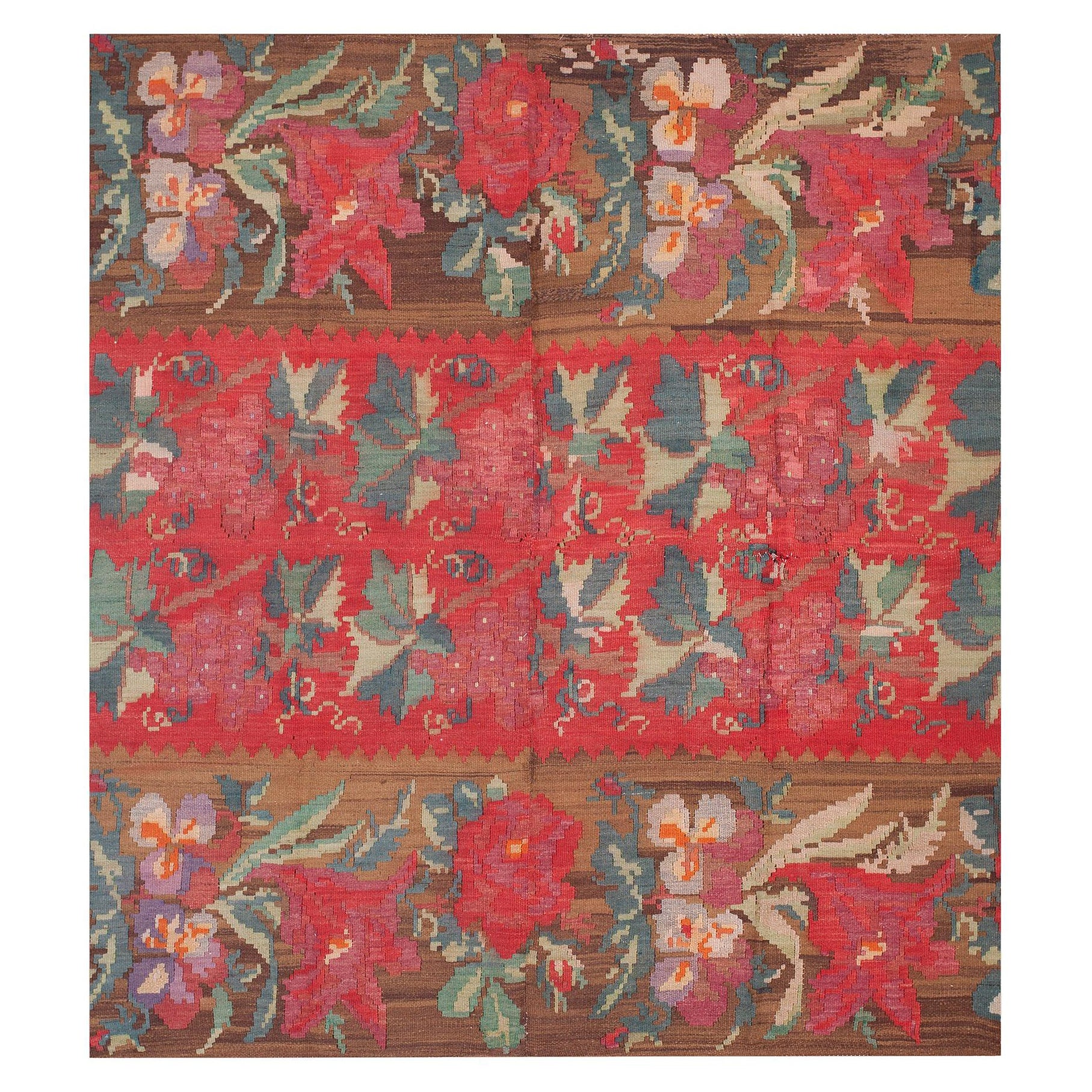 Tessitura piatta Besserabian dei primi del Novecento ( 6'7''x 7'' - 200 x 214 ) in vendita
