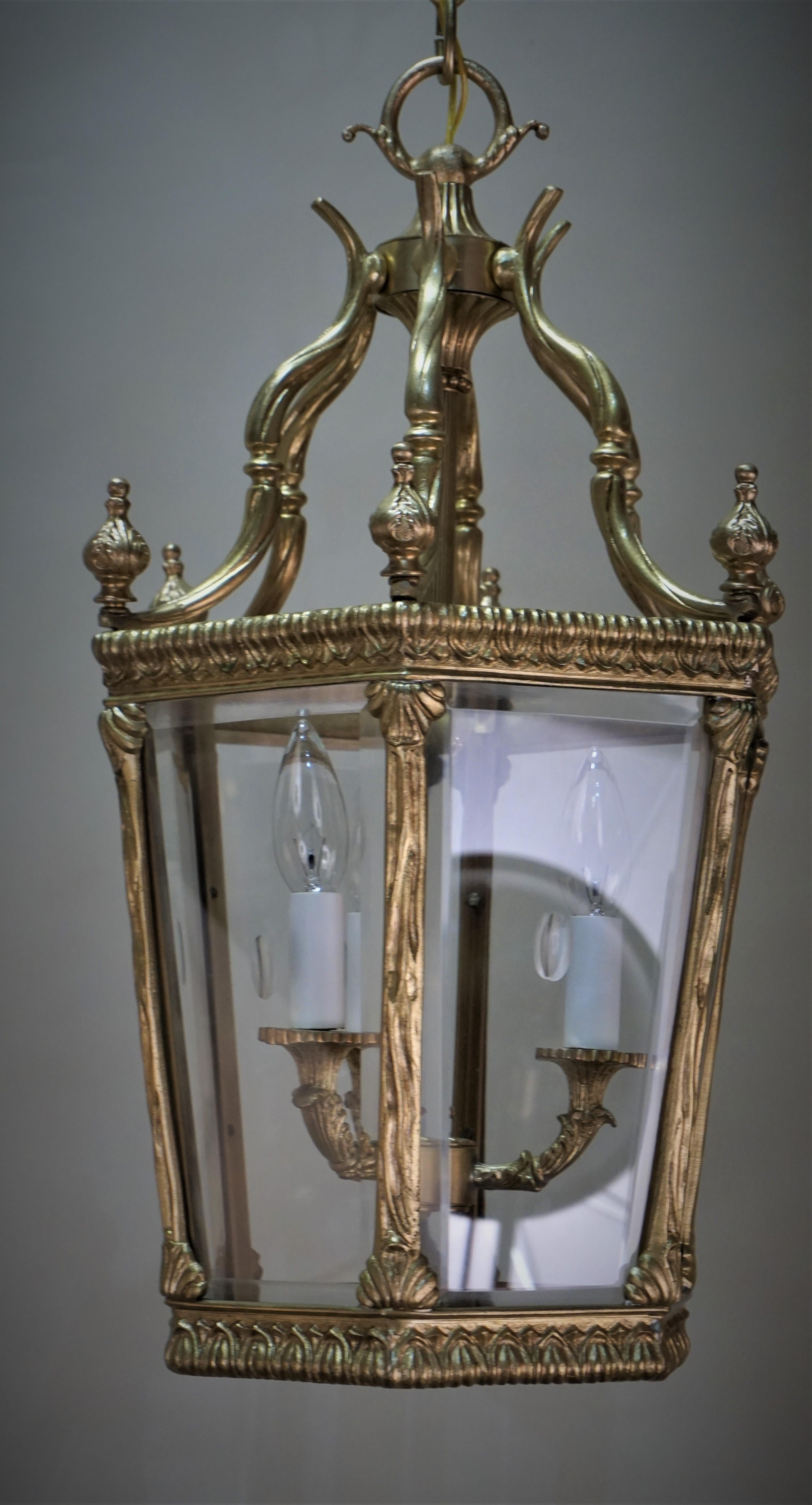 Early 20th Century Beveled Glass French Bronze Lantern 10