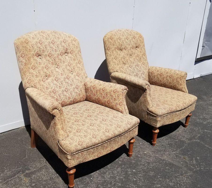 Early 20th Century Biedermeier Attributed Lounge Chairs In Fair Condition In Los Angeles, CA