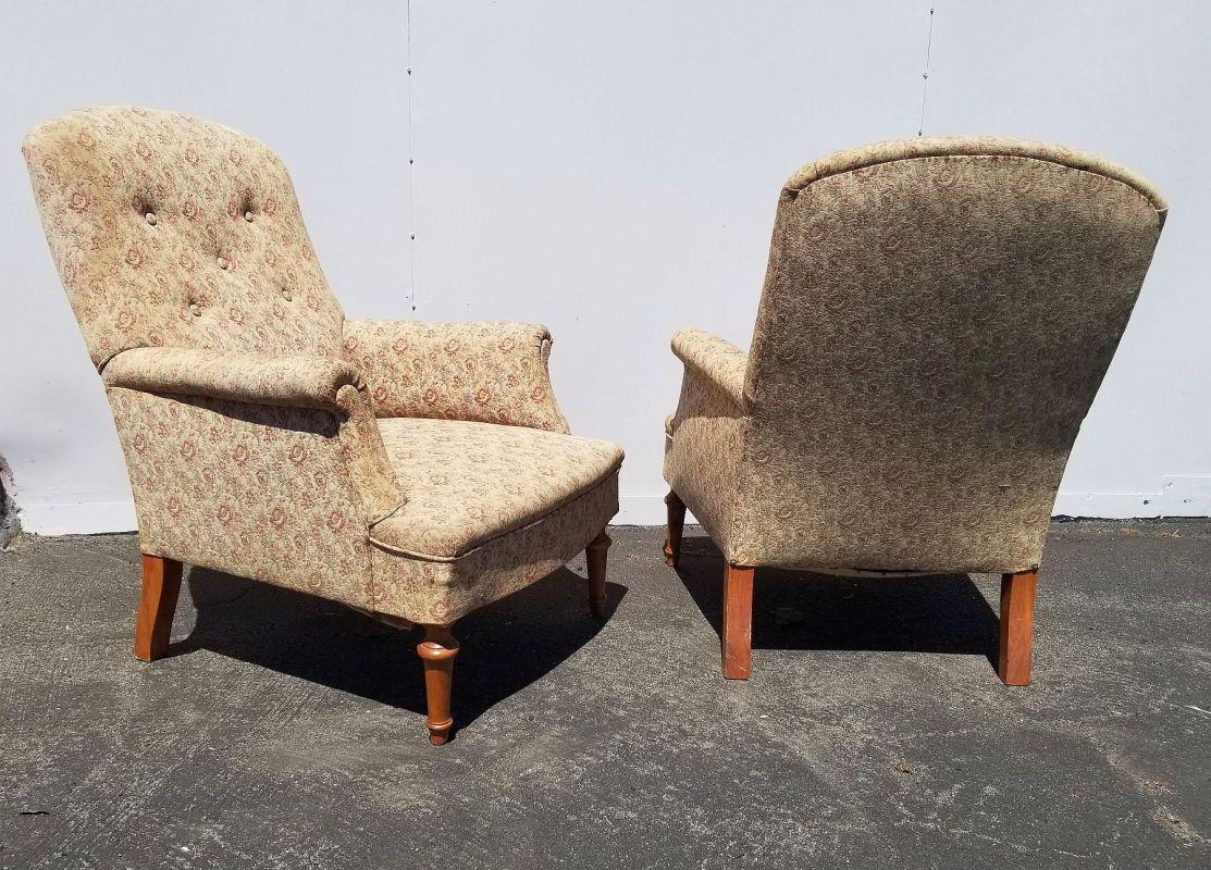 Early 20th Century Biedermeier Attributed Lounge Chairs 1