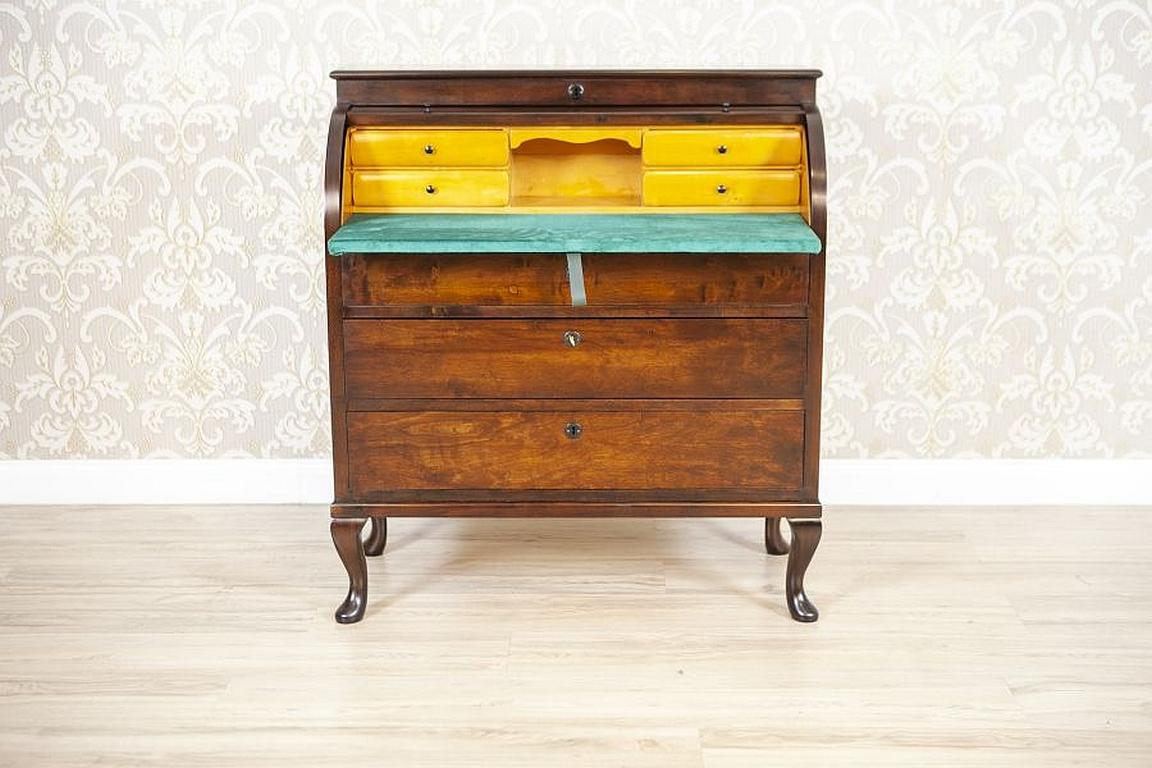 European Early 20th-Century Biedermeier Brown Oak Secretary Desk For Sale