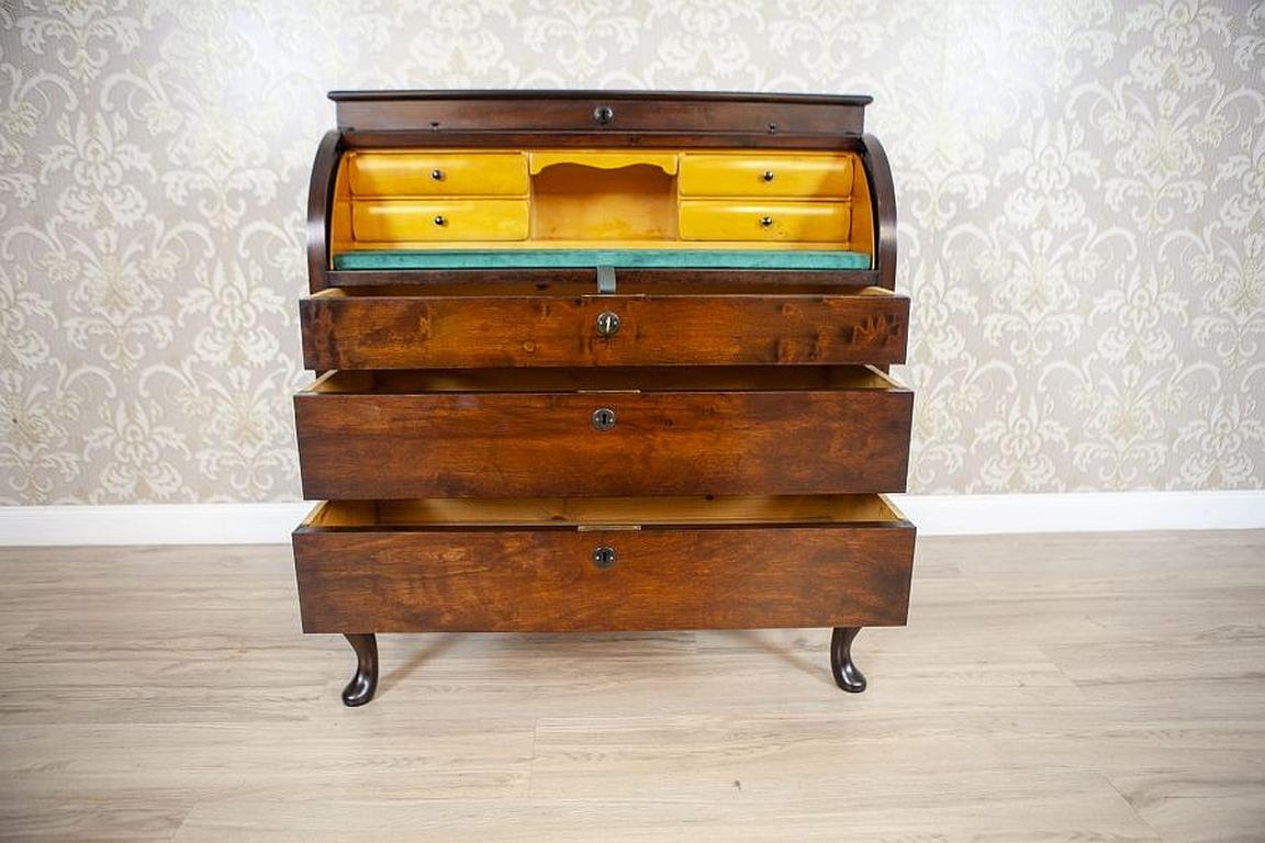 Early 20th-Century Biedermeier Brown Oak Secretary Desk In Good Condition For Sale In Opole, PL