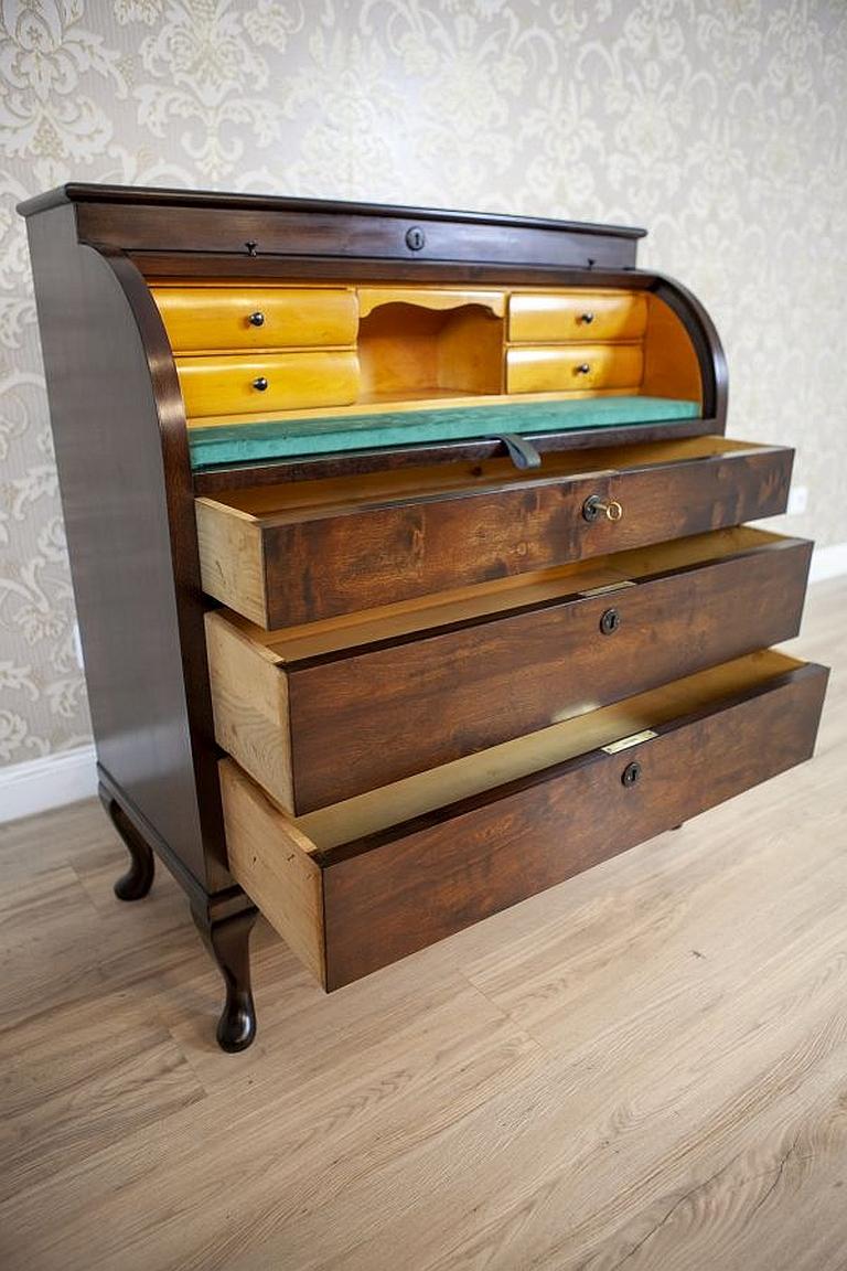 Early 20th-Century Biedermeier Brown Oak Secretary Desk For Sale 1