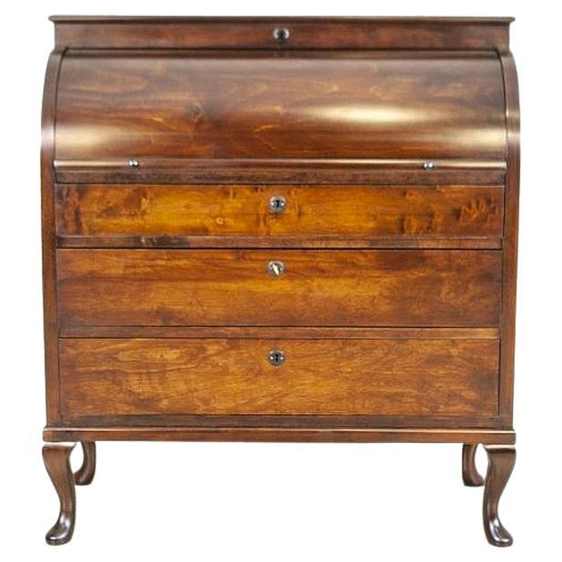 Early 20th-Century Biedermeier Brown Oak Secretary Desk For Sale
