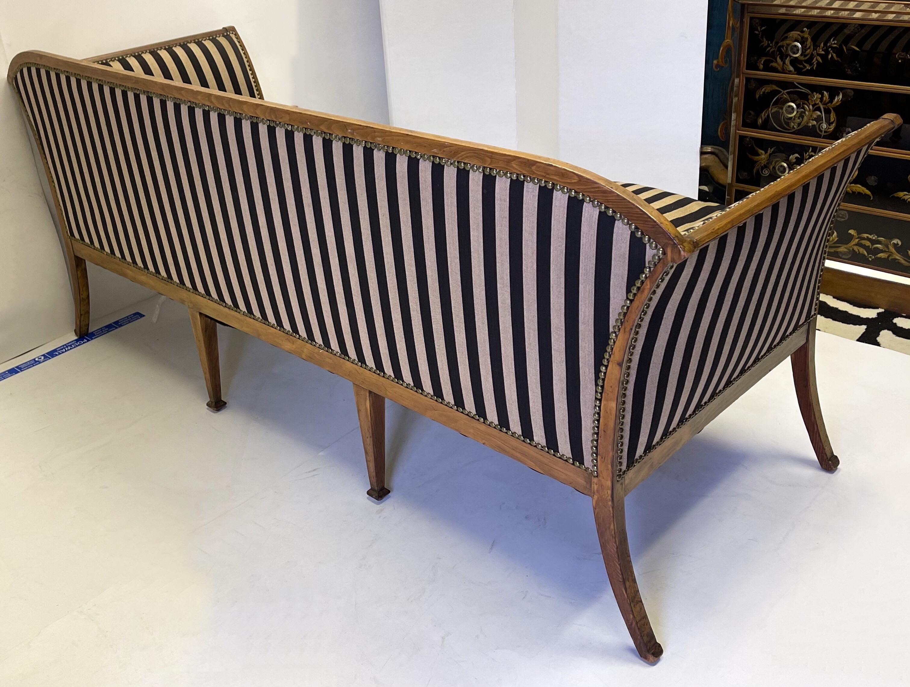 Upholstery Early 20th Century Biedermeier Style Carved Fruitwood Italian Sofa