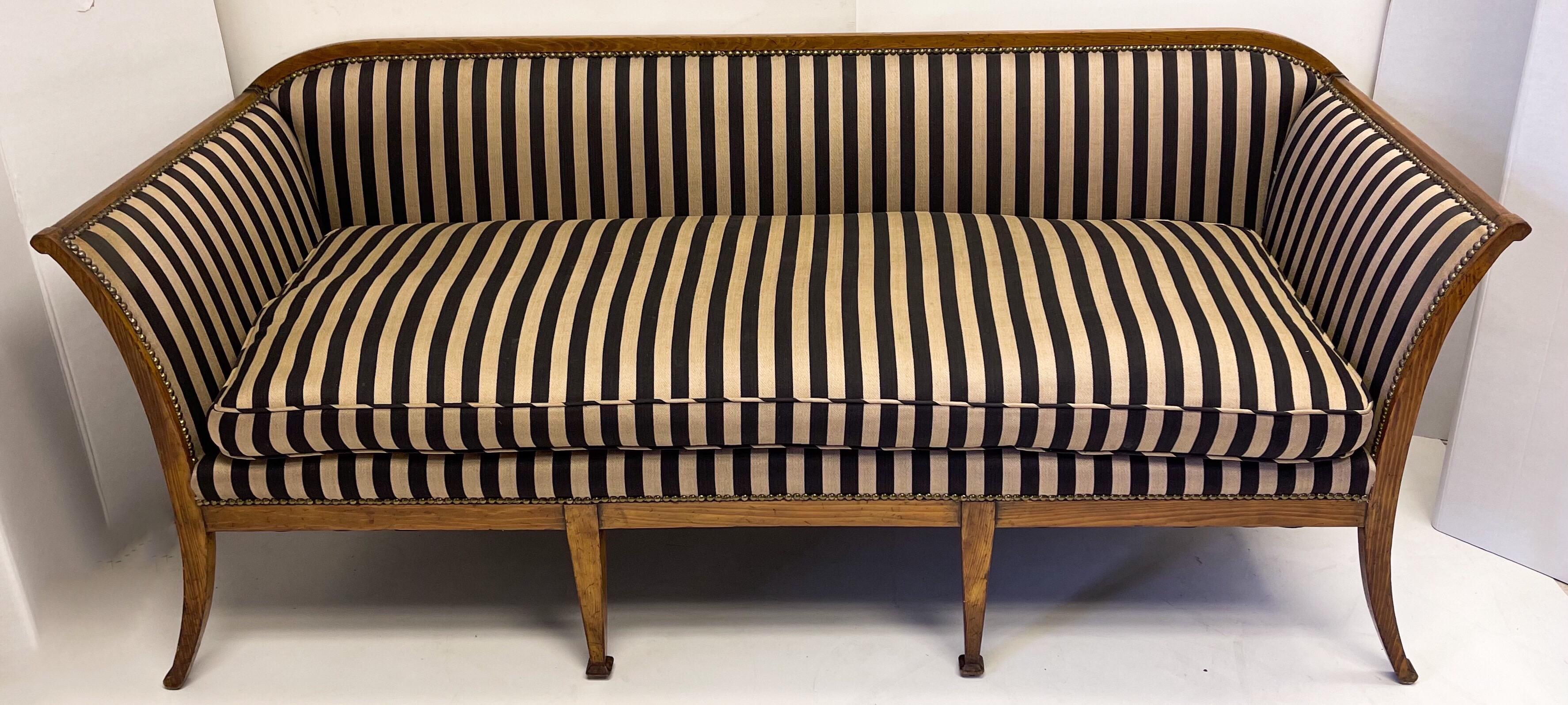 Early 20th Century Biedermeier Style Carved Fruitwood Italian Sofa 2
