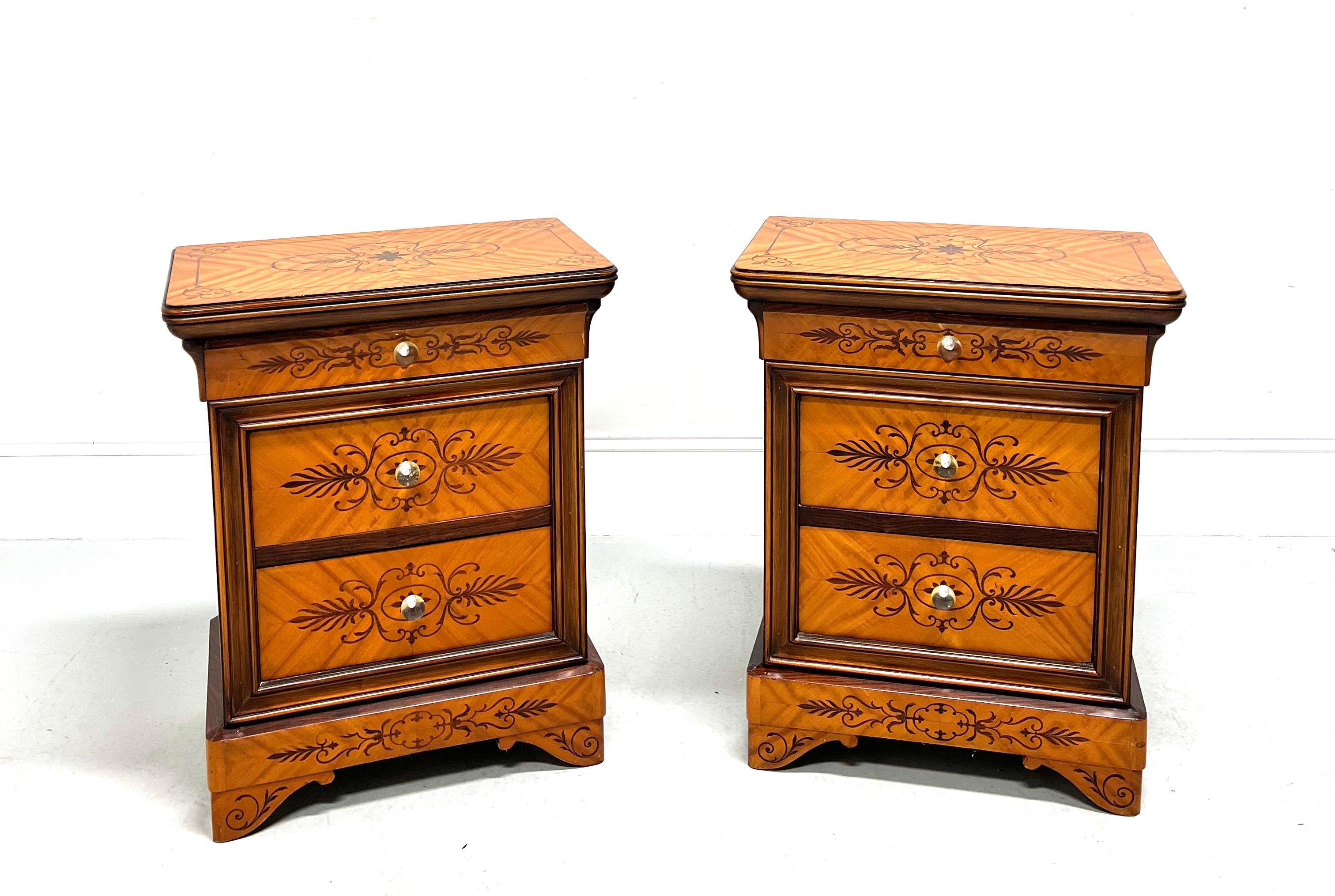 Early 20th Century Biedermeier Style Marquetry Nightstands Bedside Chests - Pair For Sale 8
