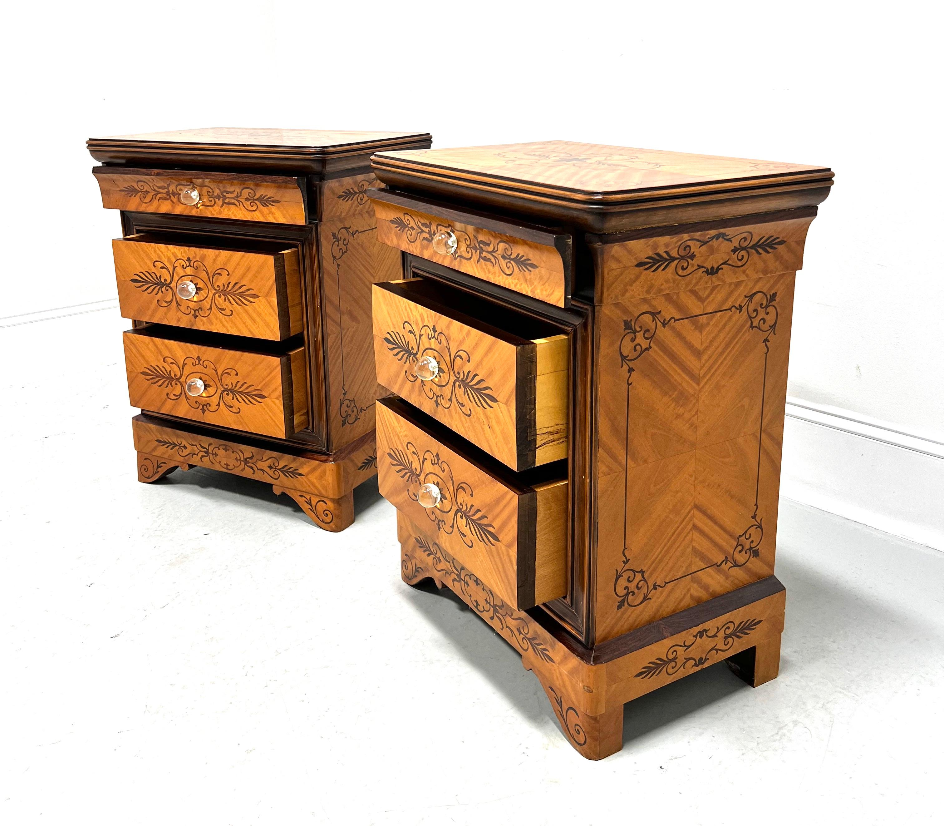 Early 20th Century Biedermeier Style Marquetry Nightstands Bedside Chests - Pair For Sale 1
