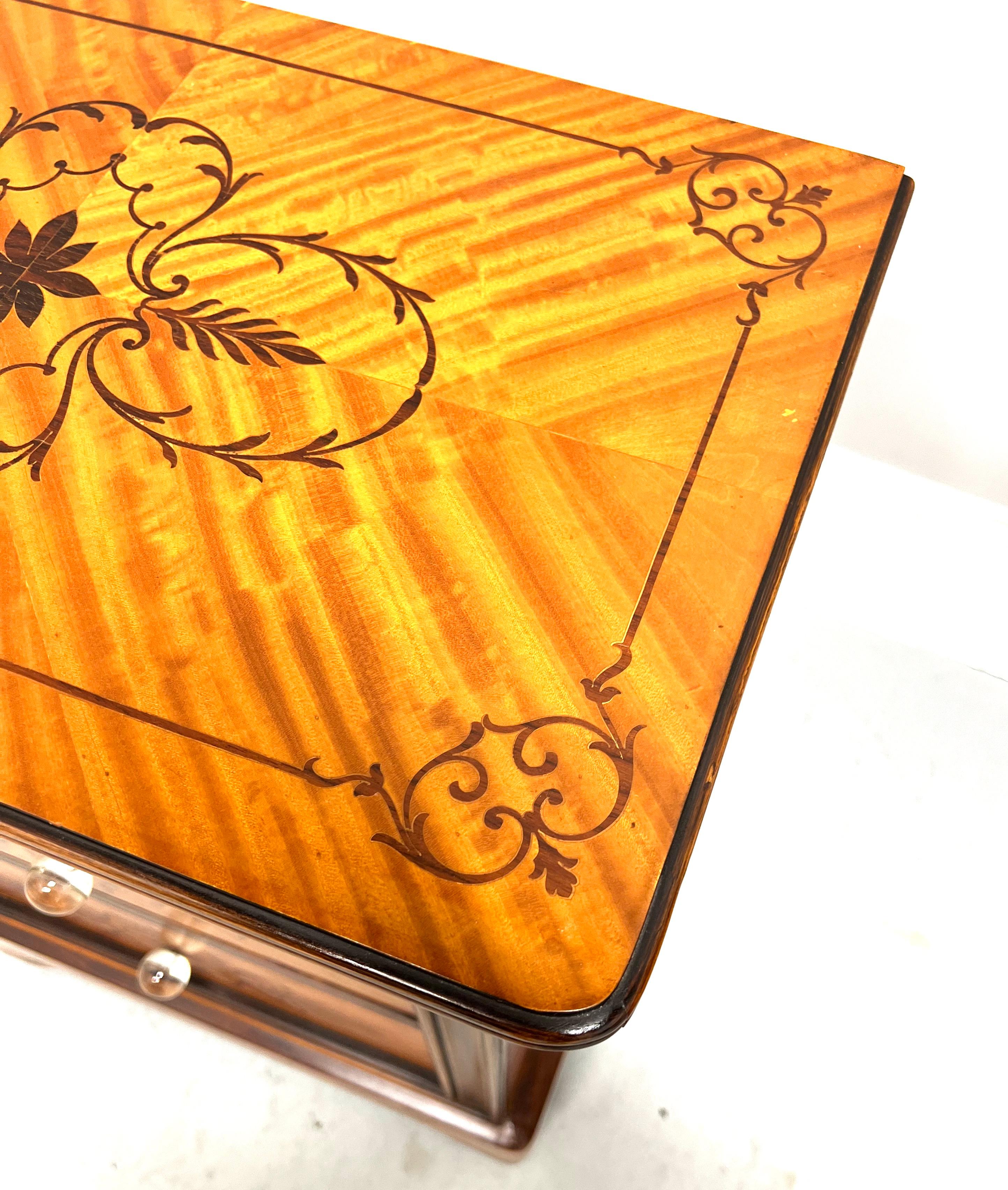 Early 20th Century Biedermeier Style Marquetry Nightstands Bedside Chests - Pair For Sale 4