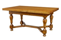 Early 20th century birch extending dining table