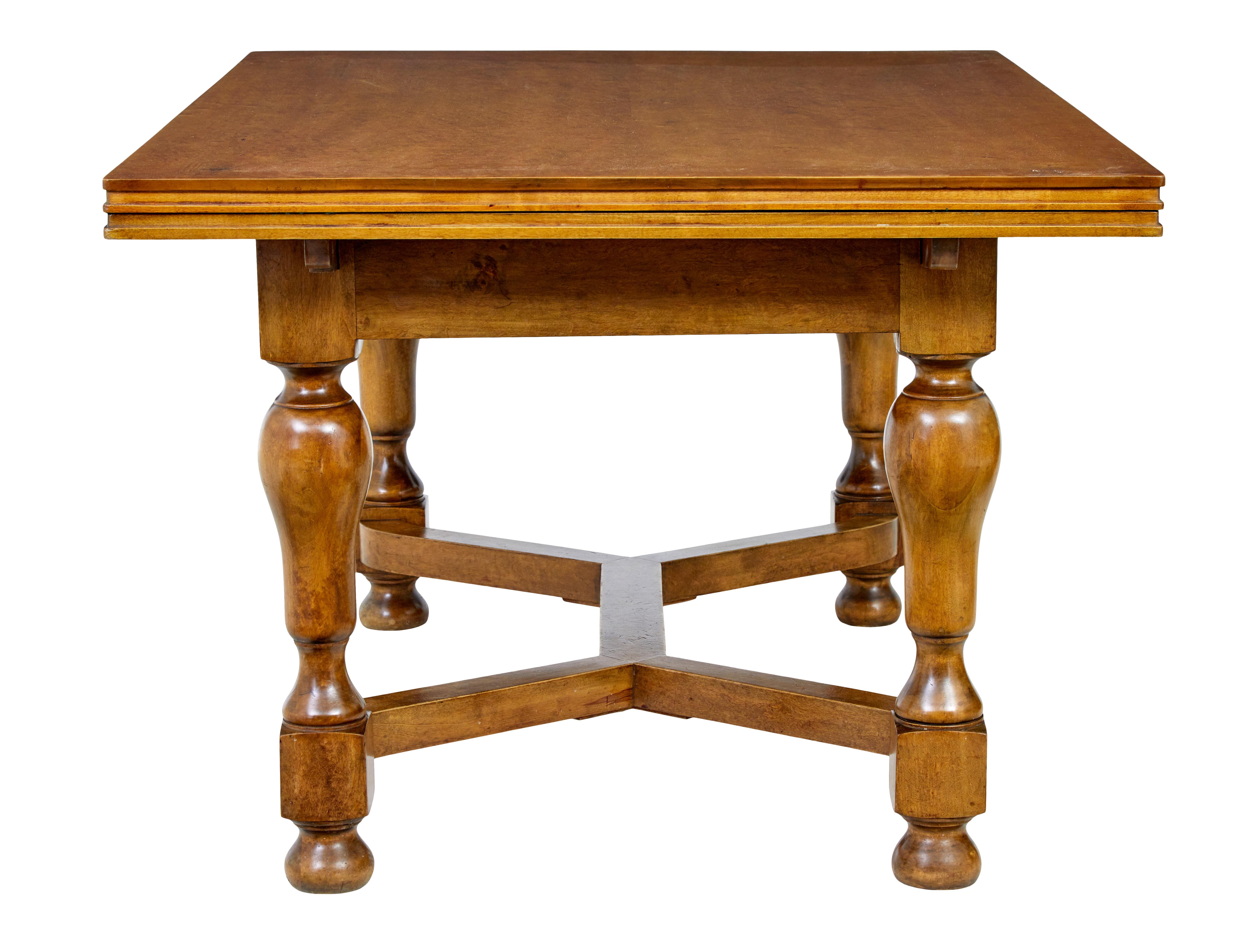 Swedish Early 20th Century Birch Extending Dining Table For Sale