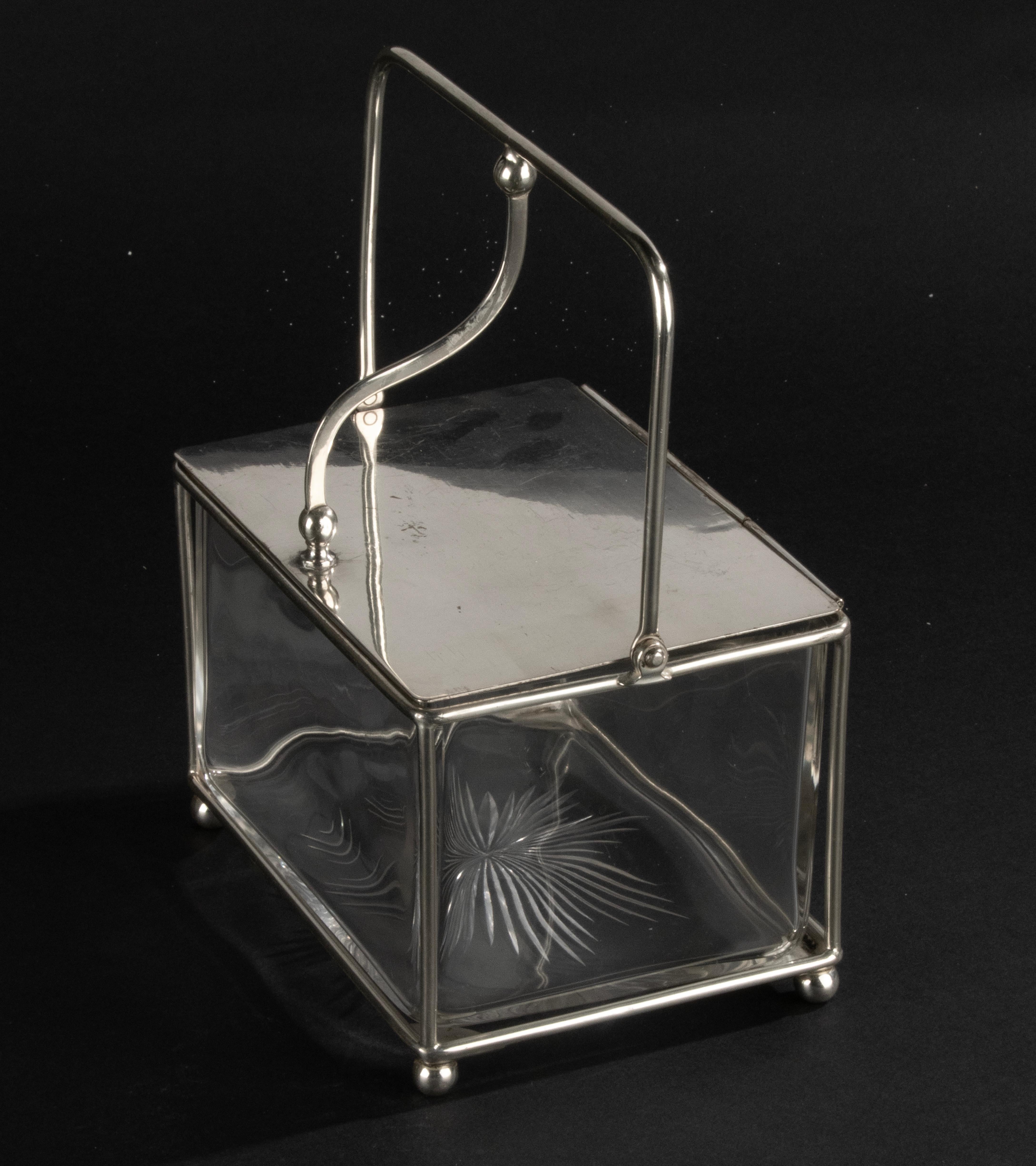 Biskuitglas des frühen 20. Jahrhunderts – versilbert und mit Kristall  im Angebot 7