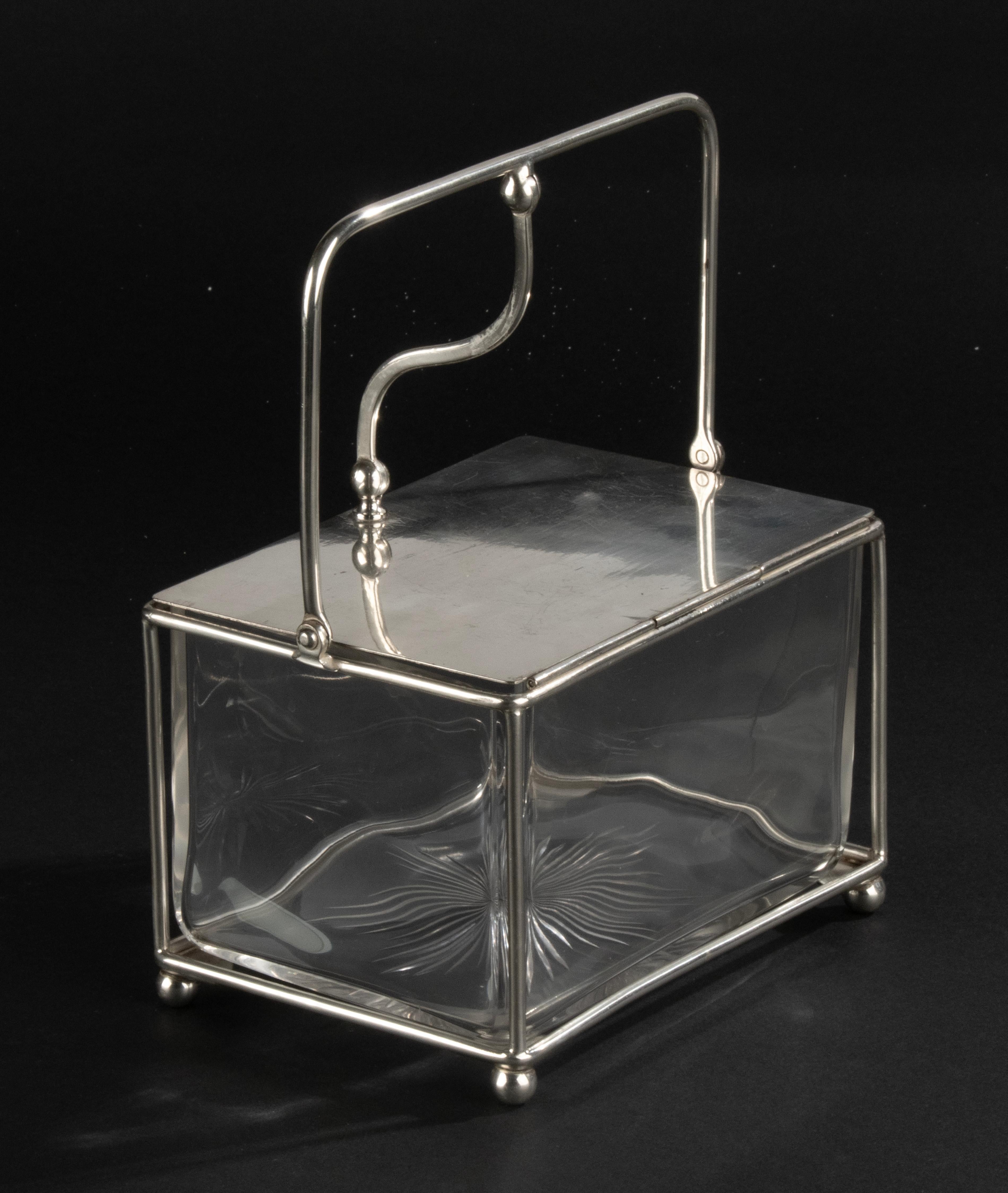 Biskuitglas des frühen 20. Jahrhunderts – versilbert und mit Kristall  im Angebot 9