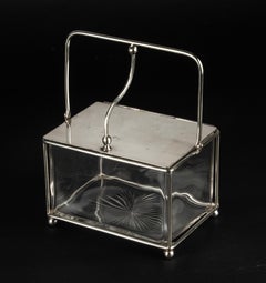 Early 20th Century Biscuit Jar - Silver Plate and Crystal